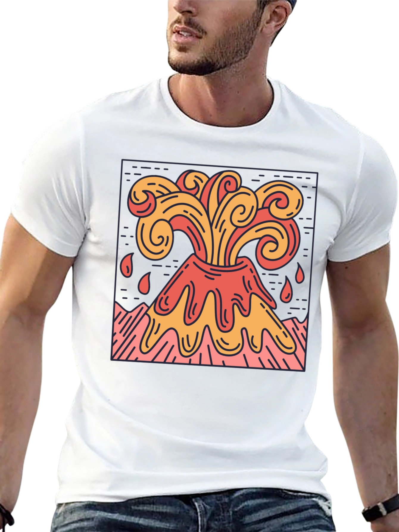 Volcano Eruption Graphic Tee - Lava Flow Design