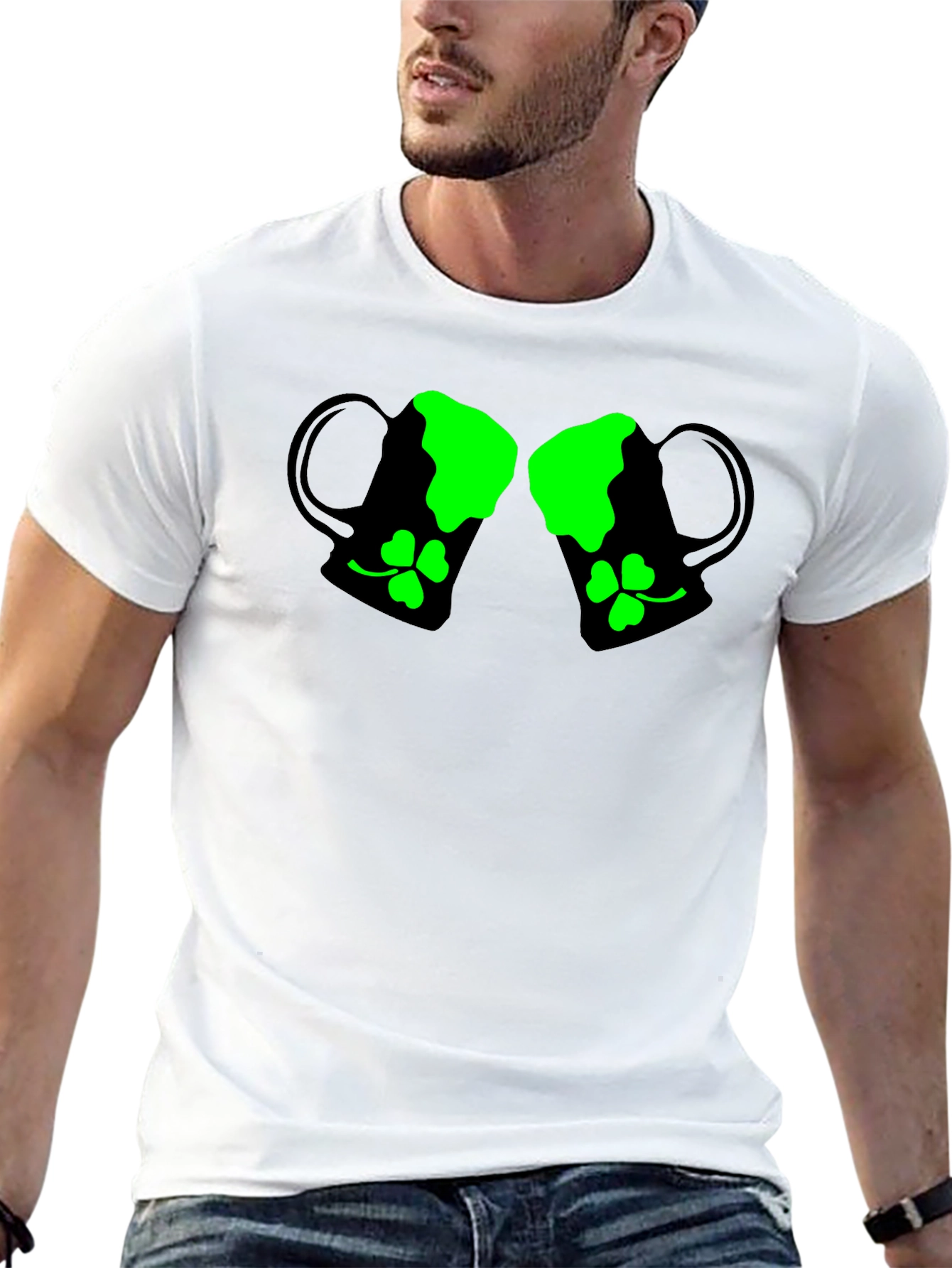 St. Patricks Day Beer Mug Shamrock Graphic T-Shirt