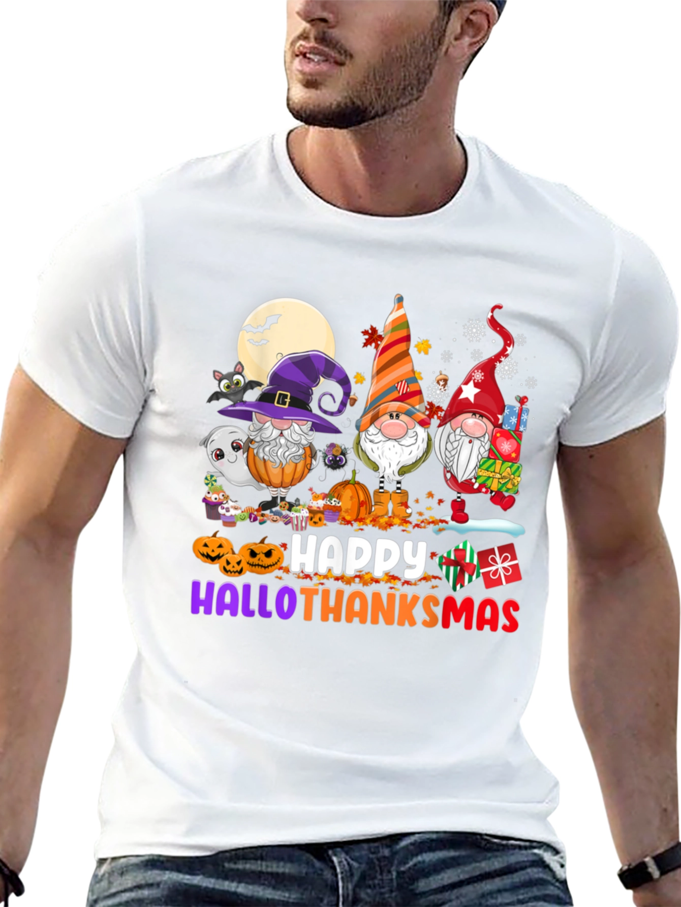HalloThanksMas Gnomes T-Shirt