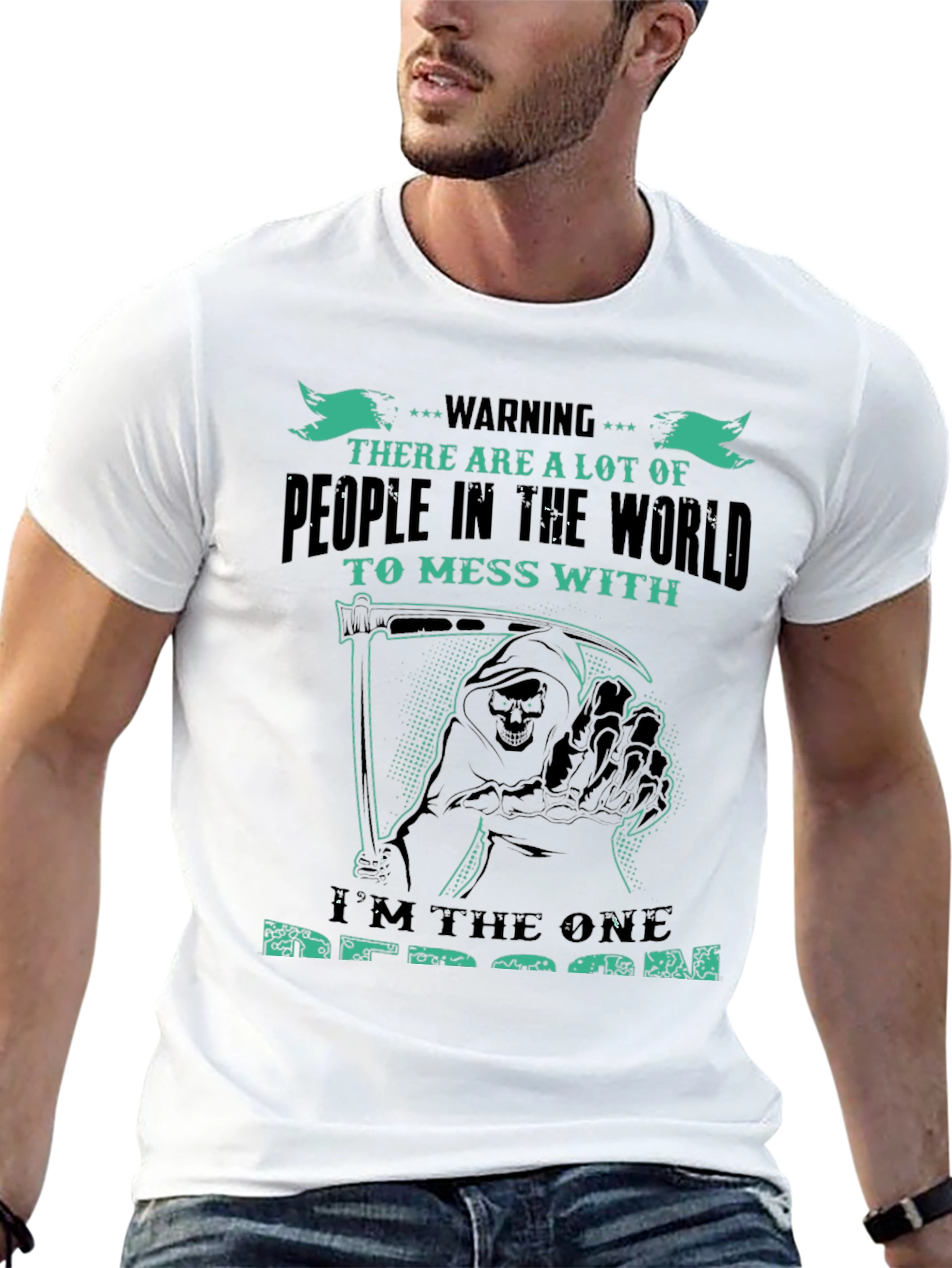 Warning Grim Reaper Graphic T-Shirt - Dont Mess With
