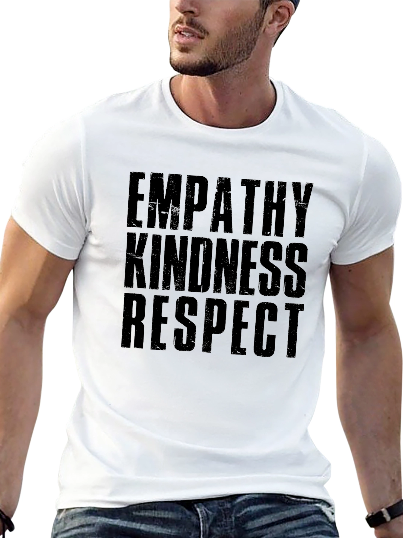 Empathy Kindness Respect Mens Black Graphic T-Shirt