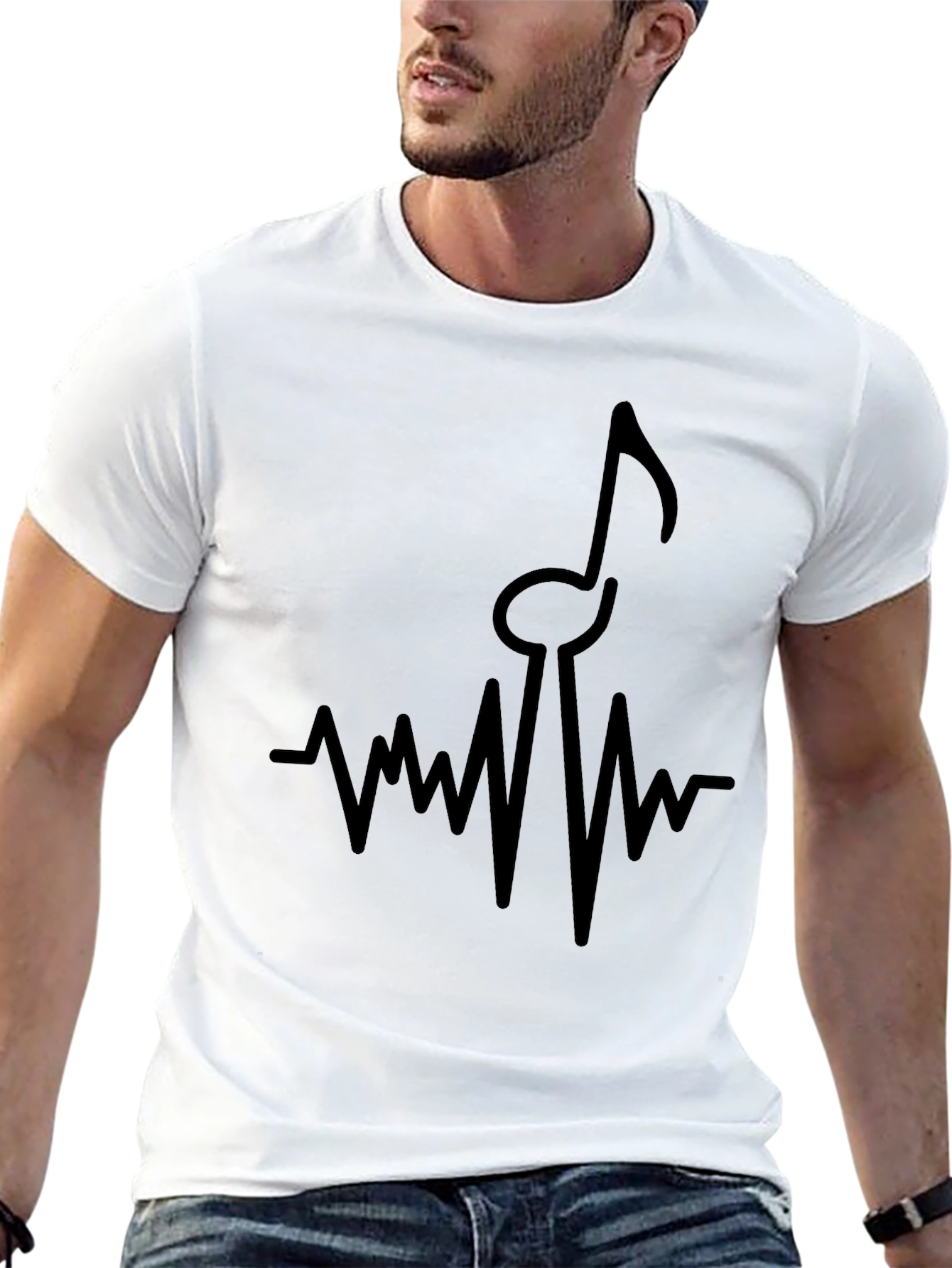 Musical Heartbeat T-Shirt - Black Graphic Tee