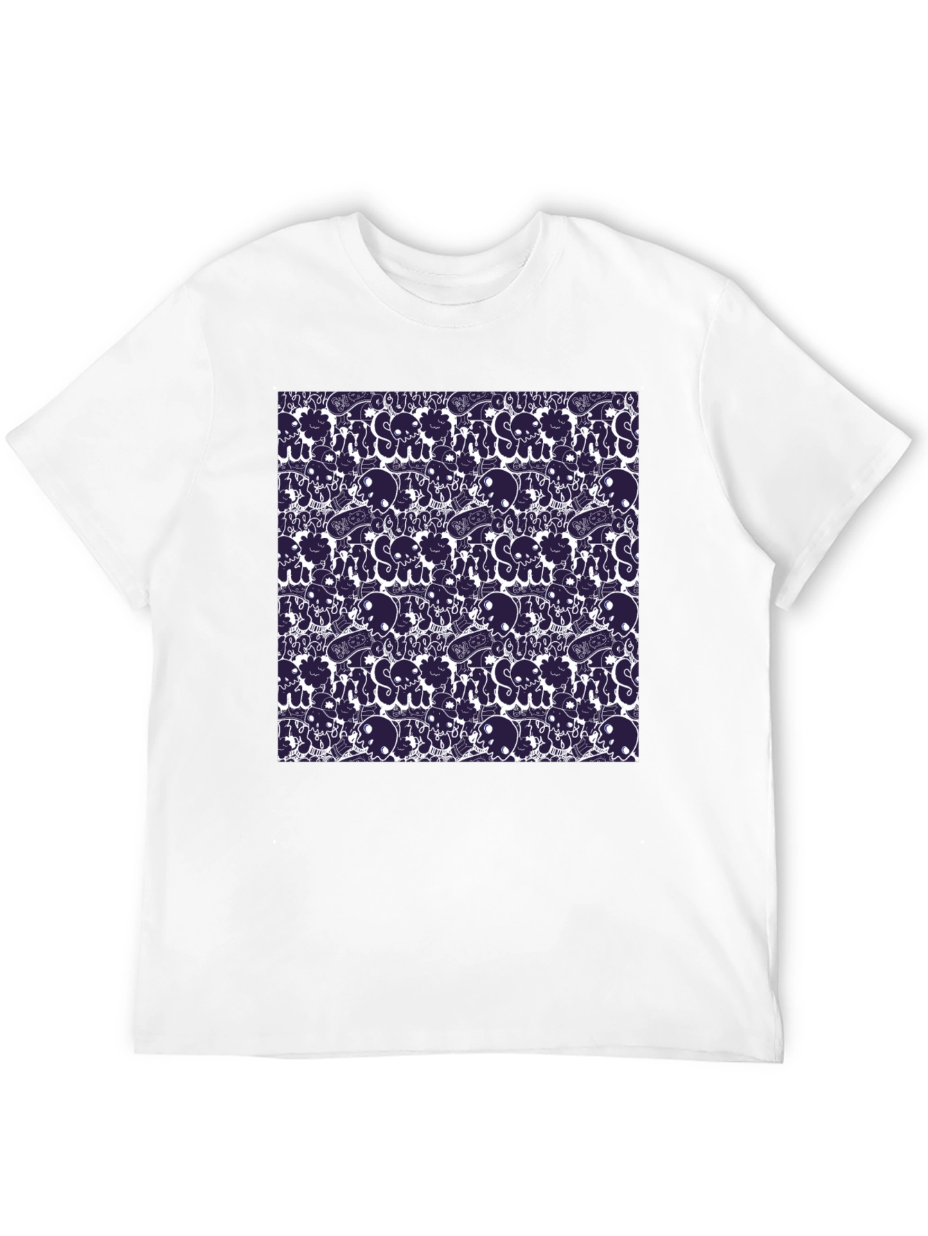 Skull and Vape Pattern Black T-Shirt