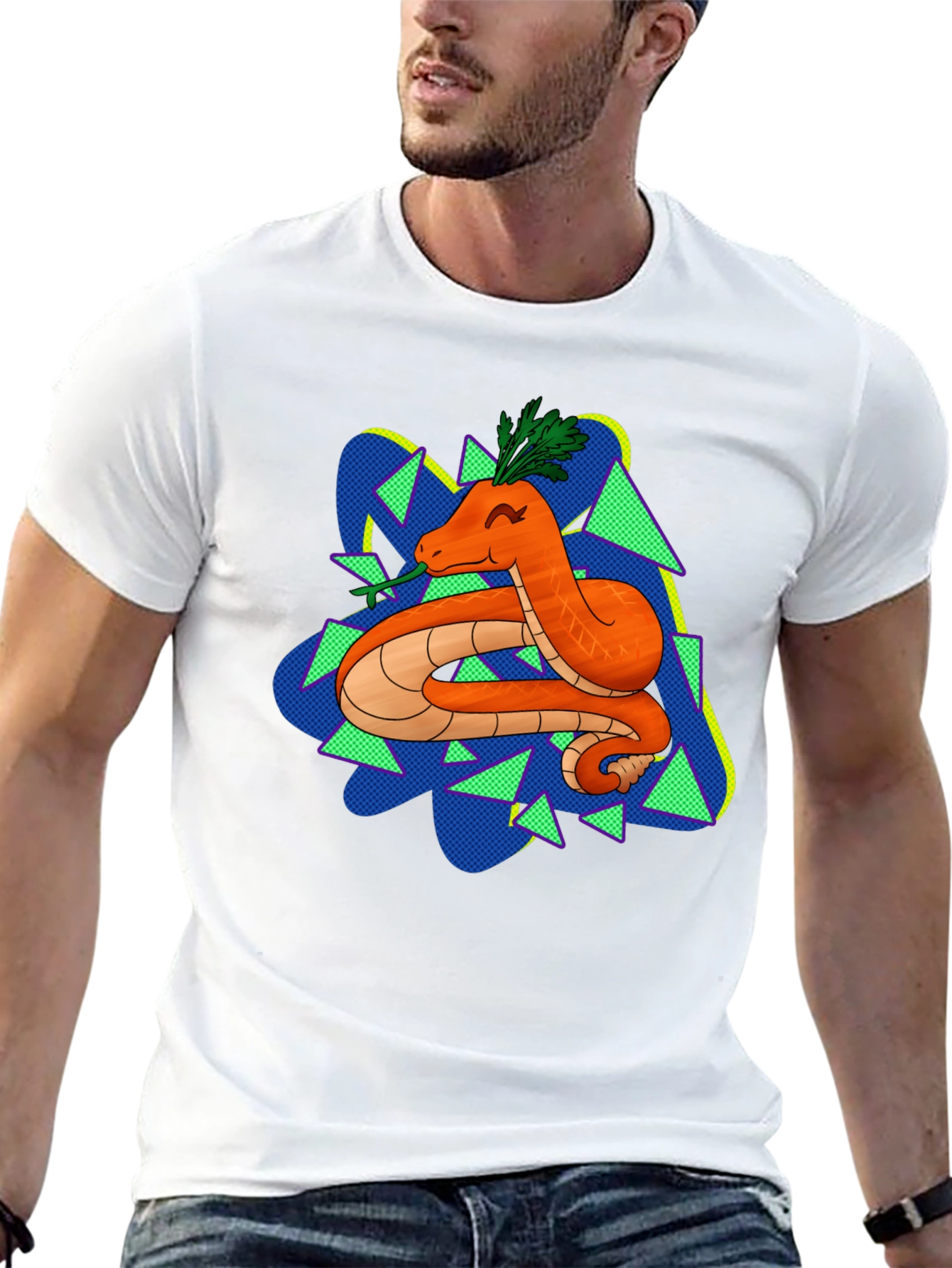 Carrot Snake Graphic T-Shirt - Quirky & Fun Design