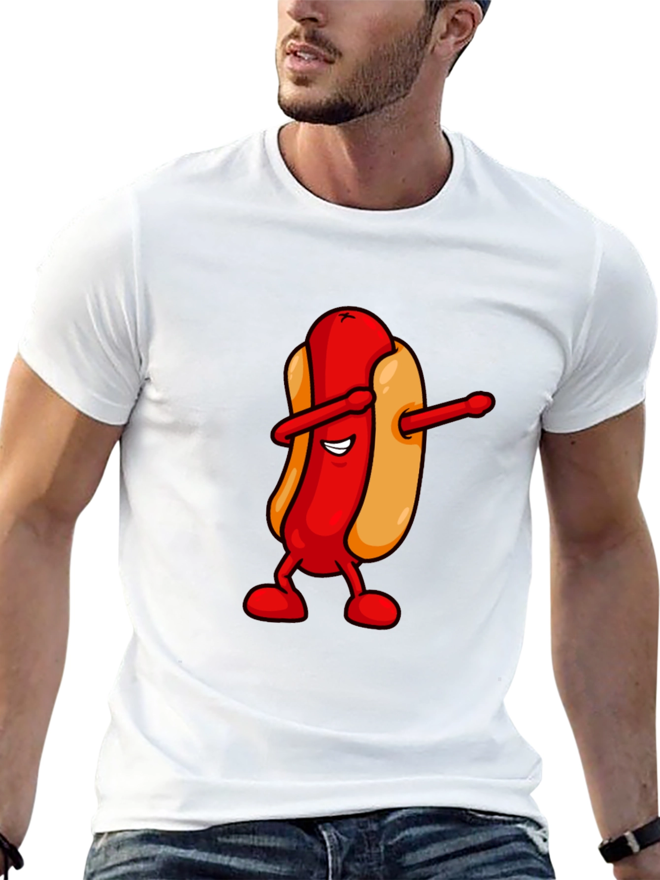 Dabbing Hotdog Black T-Shirt