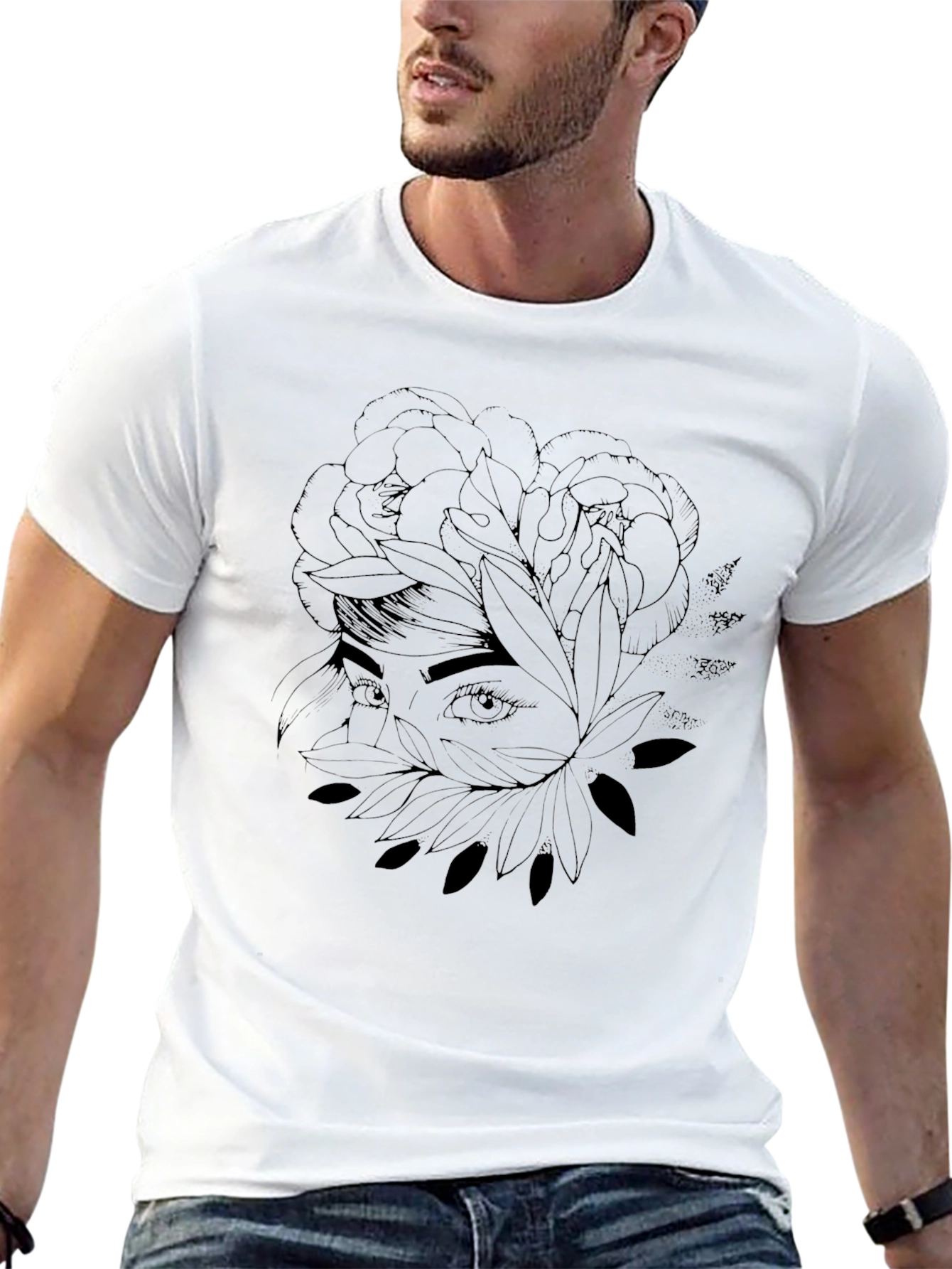 Floral Eye Graphic Tee - Stylish Black T-Shirt