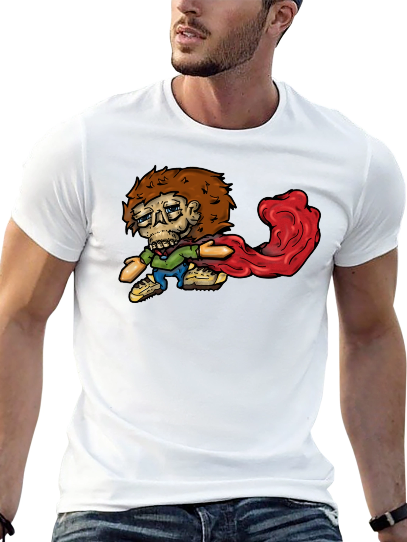 Cartoon Zombie Graphic Tee - Black