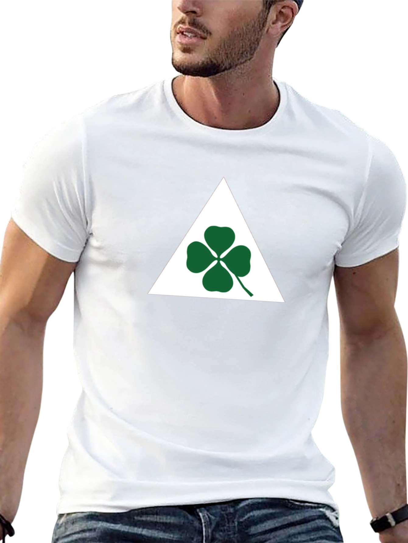 Black T-Shirt with Shamrock Triangle Graphic