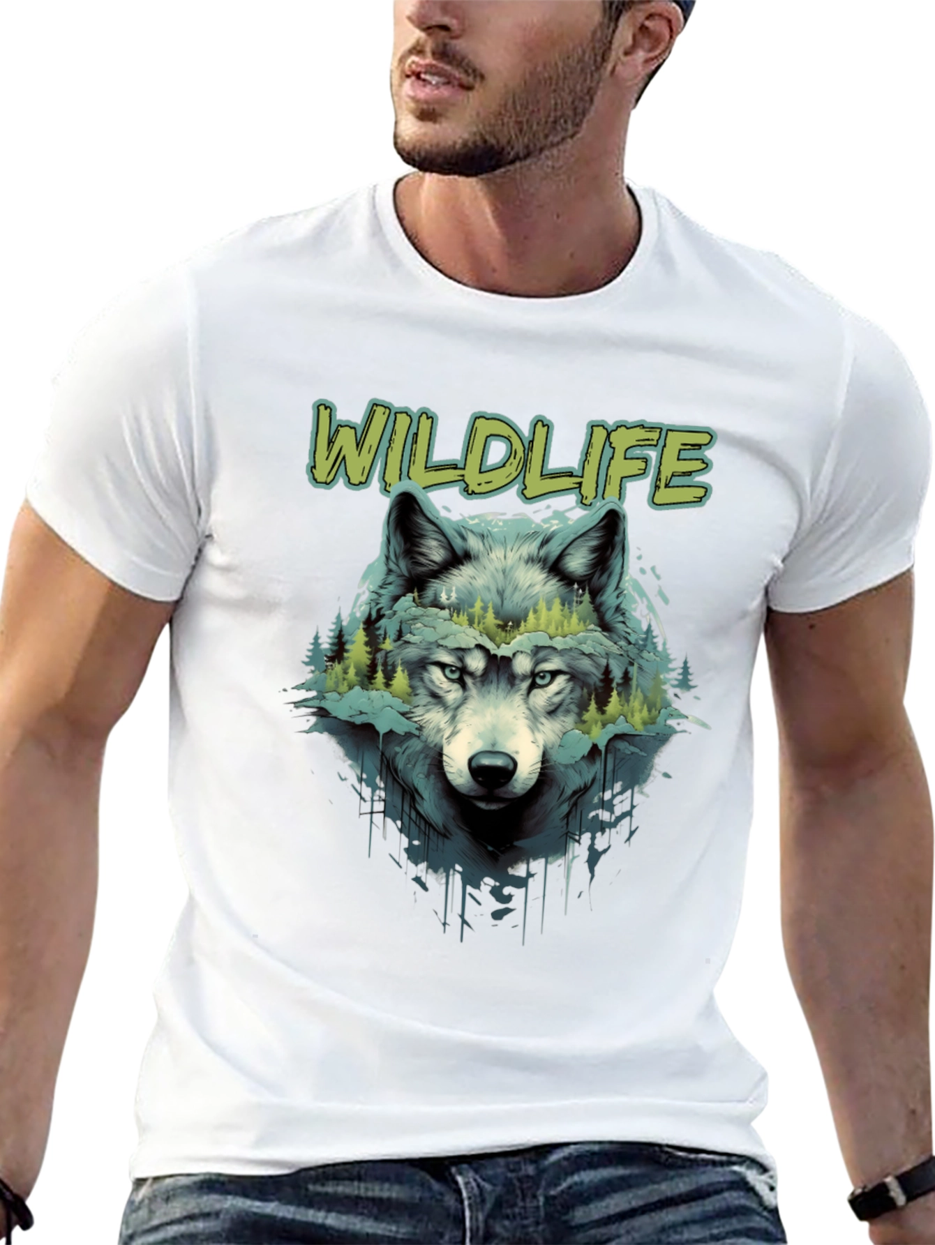 Wildlife Wolf Graphic Black T-Shirt