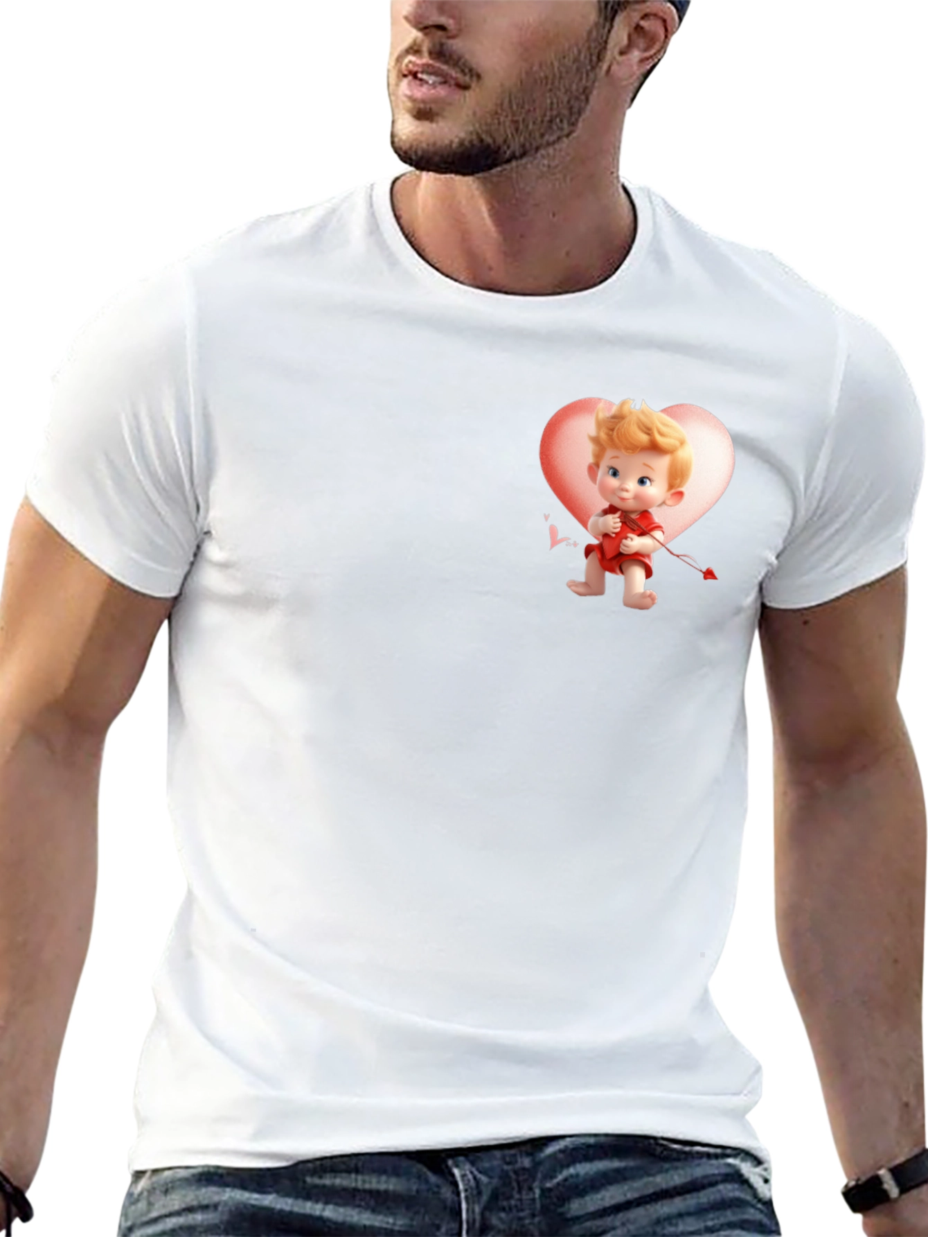Cupid Heart Graphic Black T-Shirt