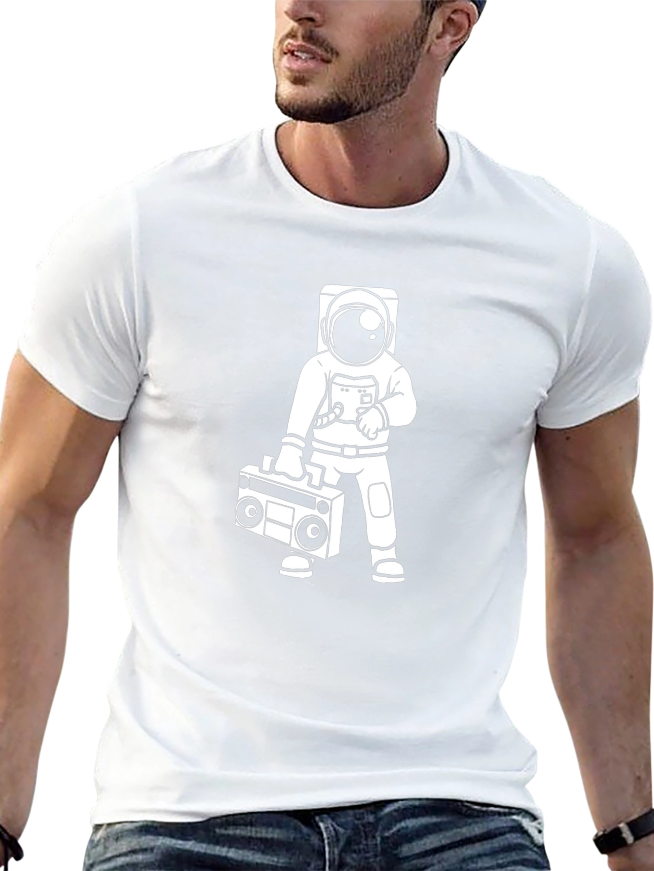 Astronaut Boombox Graphic Tee - Black