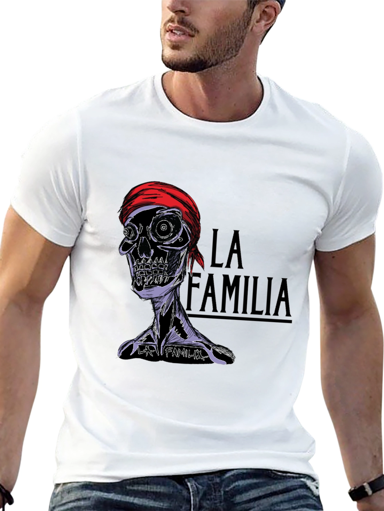 La Familia Skull Graphic Tee - Mens Black T-Shirt