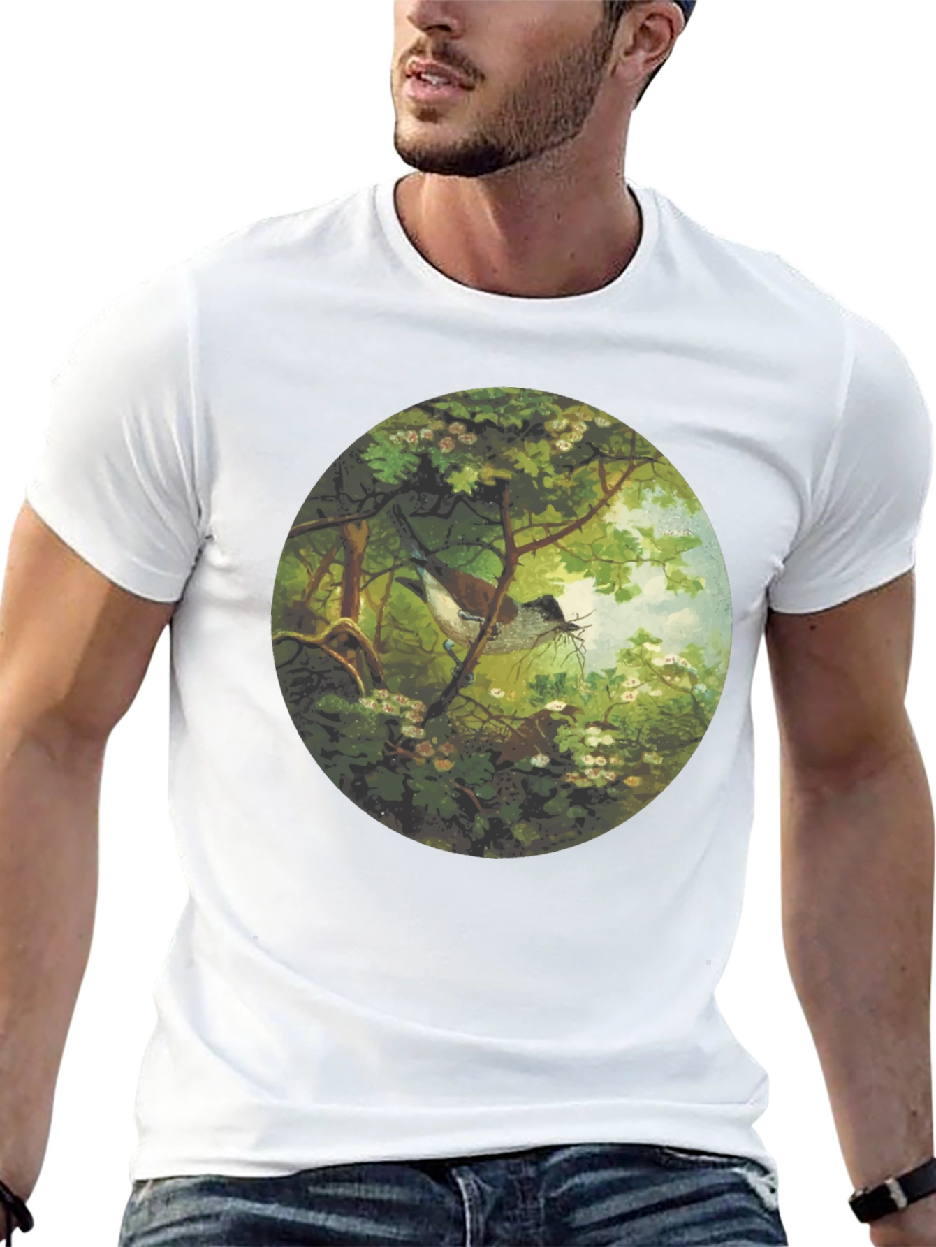 Bird & Nest Graphic Tee - Nature Art Shirt