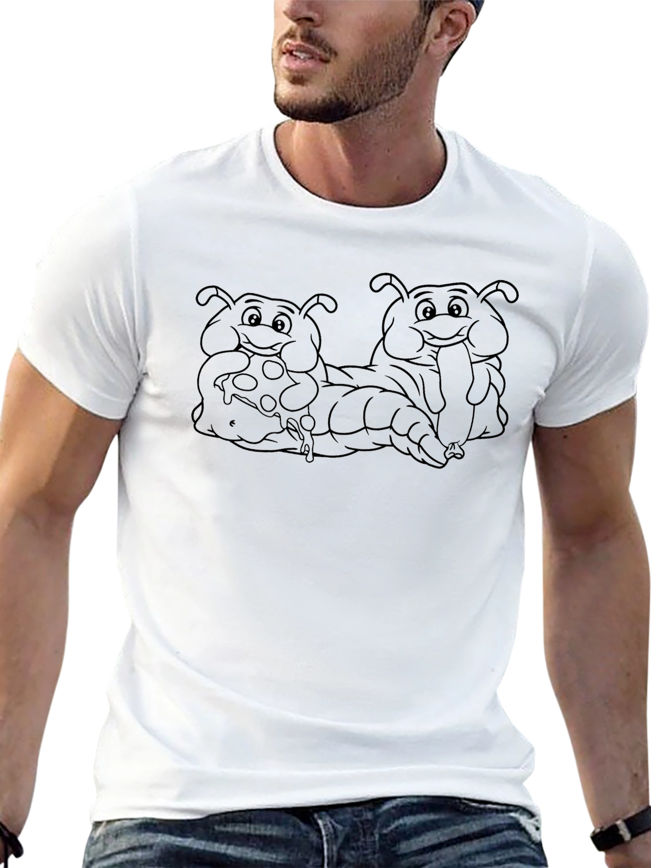 Cartoon Caterpillars Eating Pizza T-Shirt