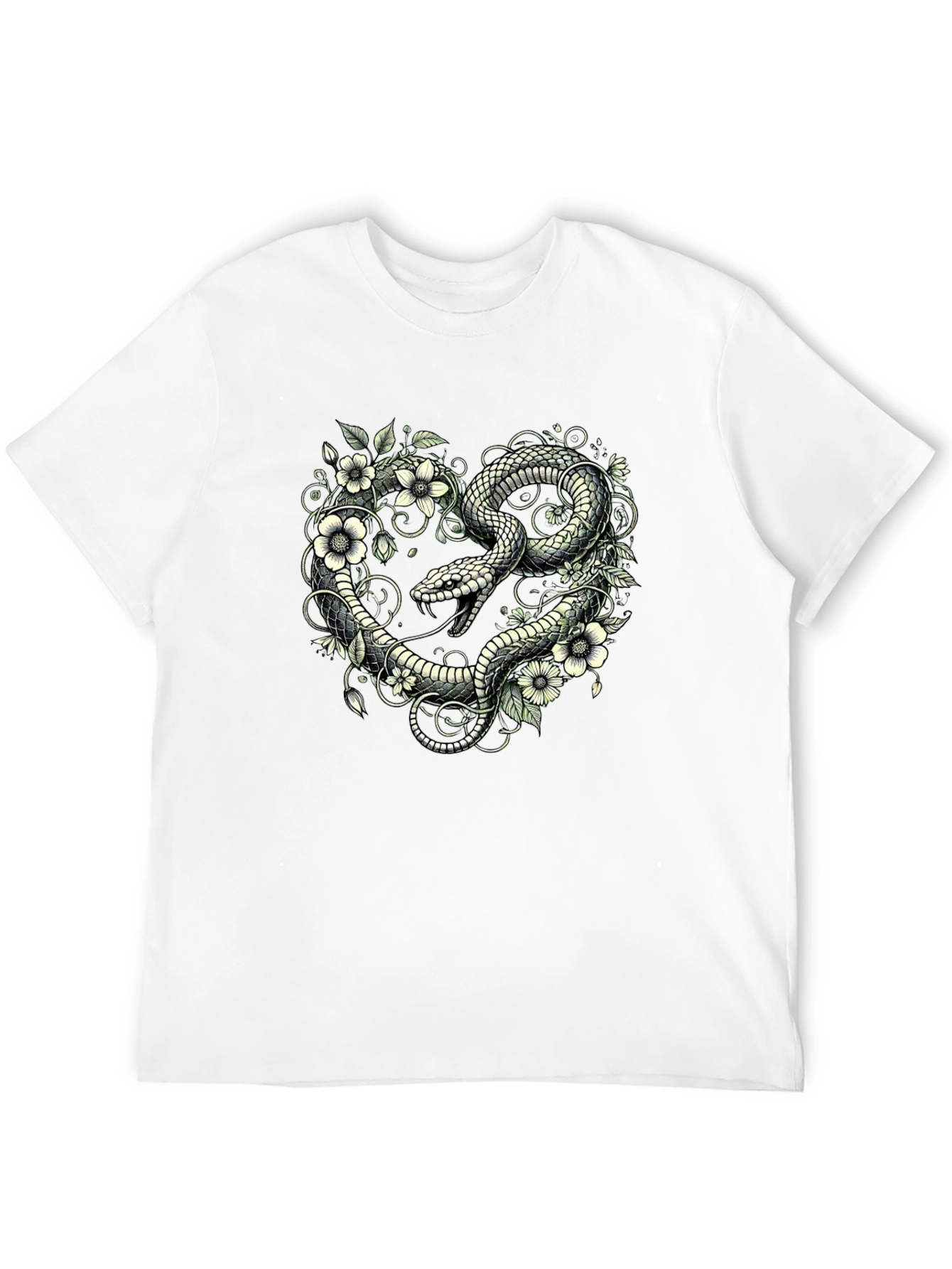 Snake & Floral Heart Graphic Tee