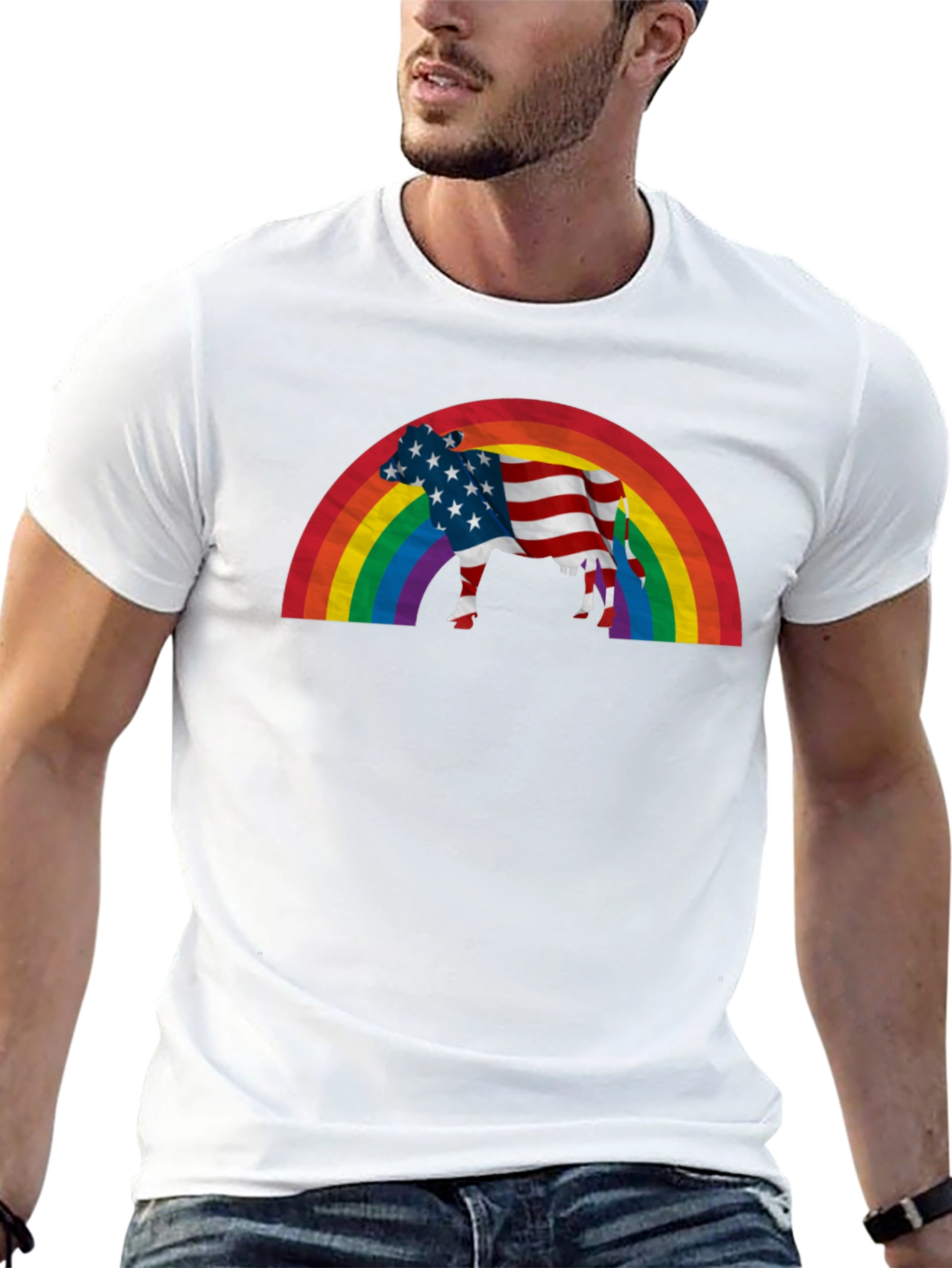 Patriotic Cow Rainbow T-Shirt