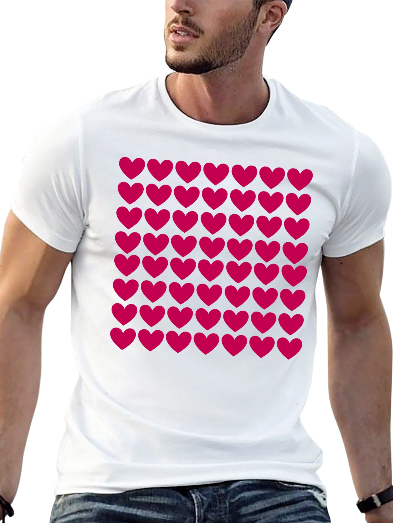 Heart Pattern Black T-Shirt