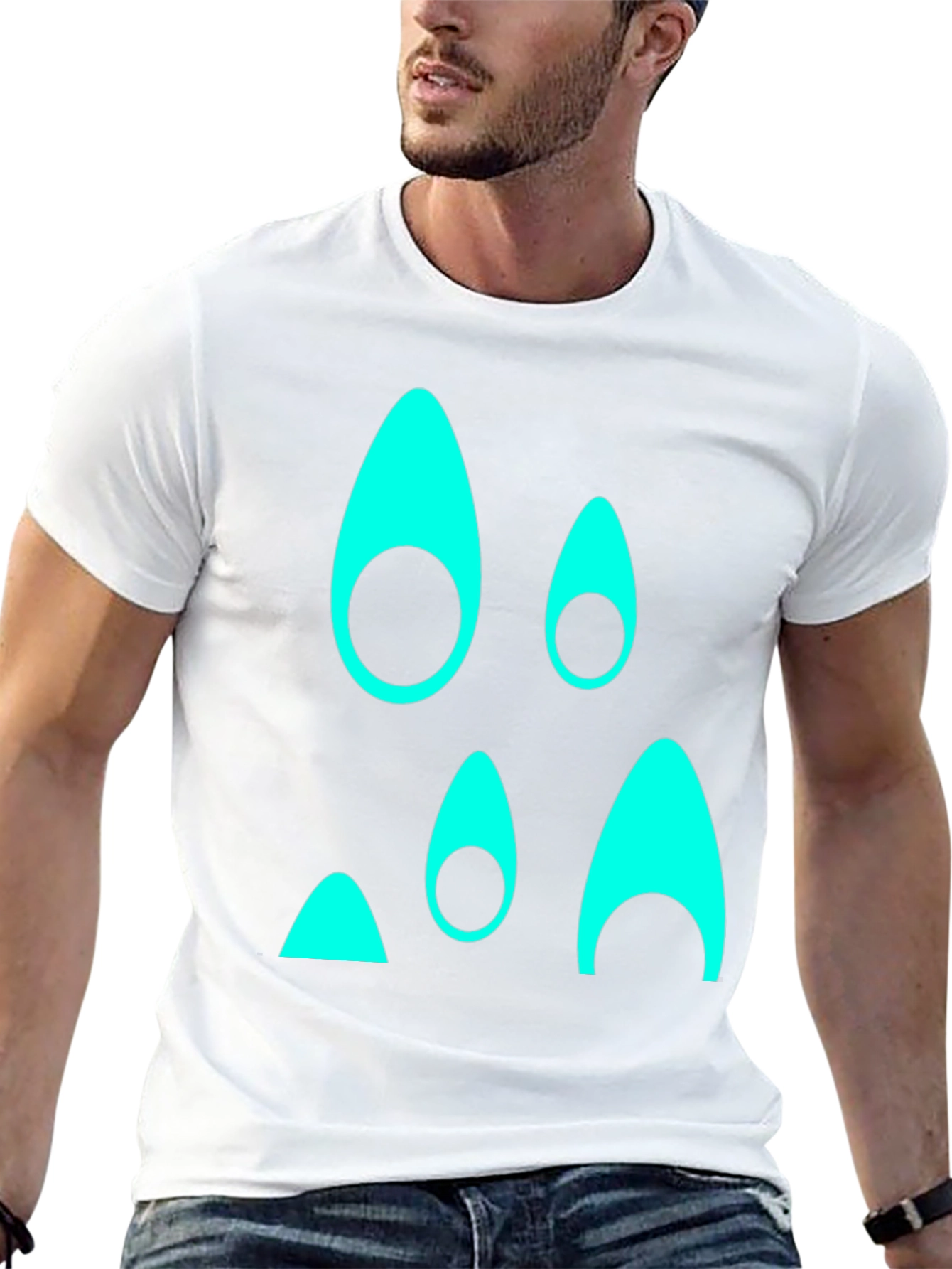 Funky Teal Graphic Black T-Shirt