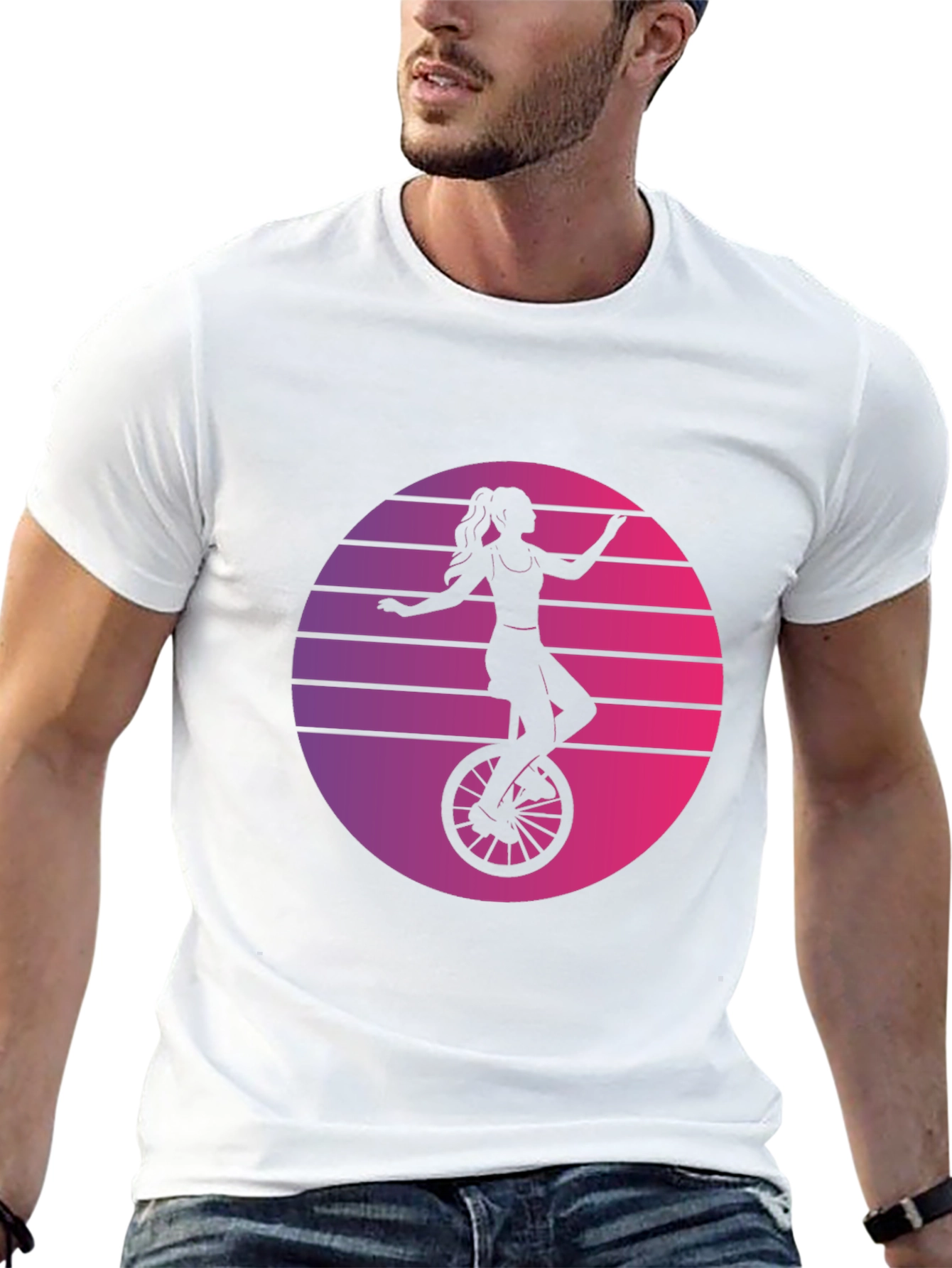 Retro Unicycle Woman T-Shirt - Black