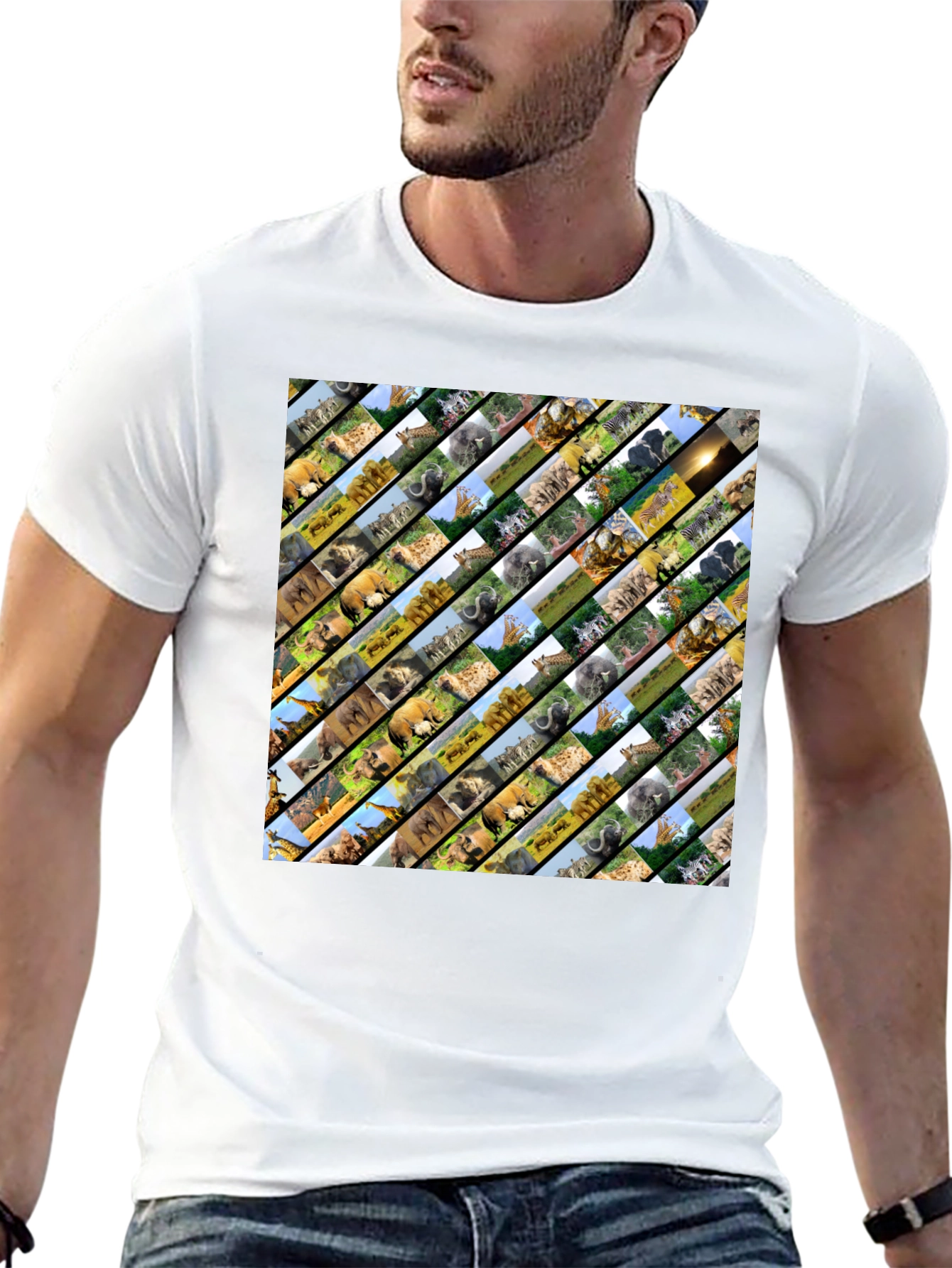 Safari Animal Collage Black T-Shirt