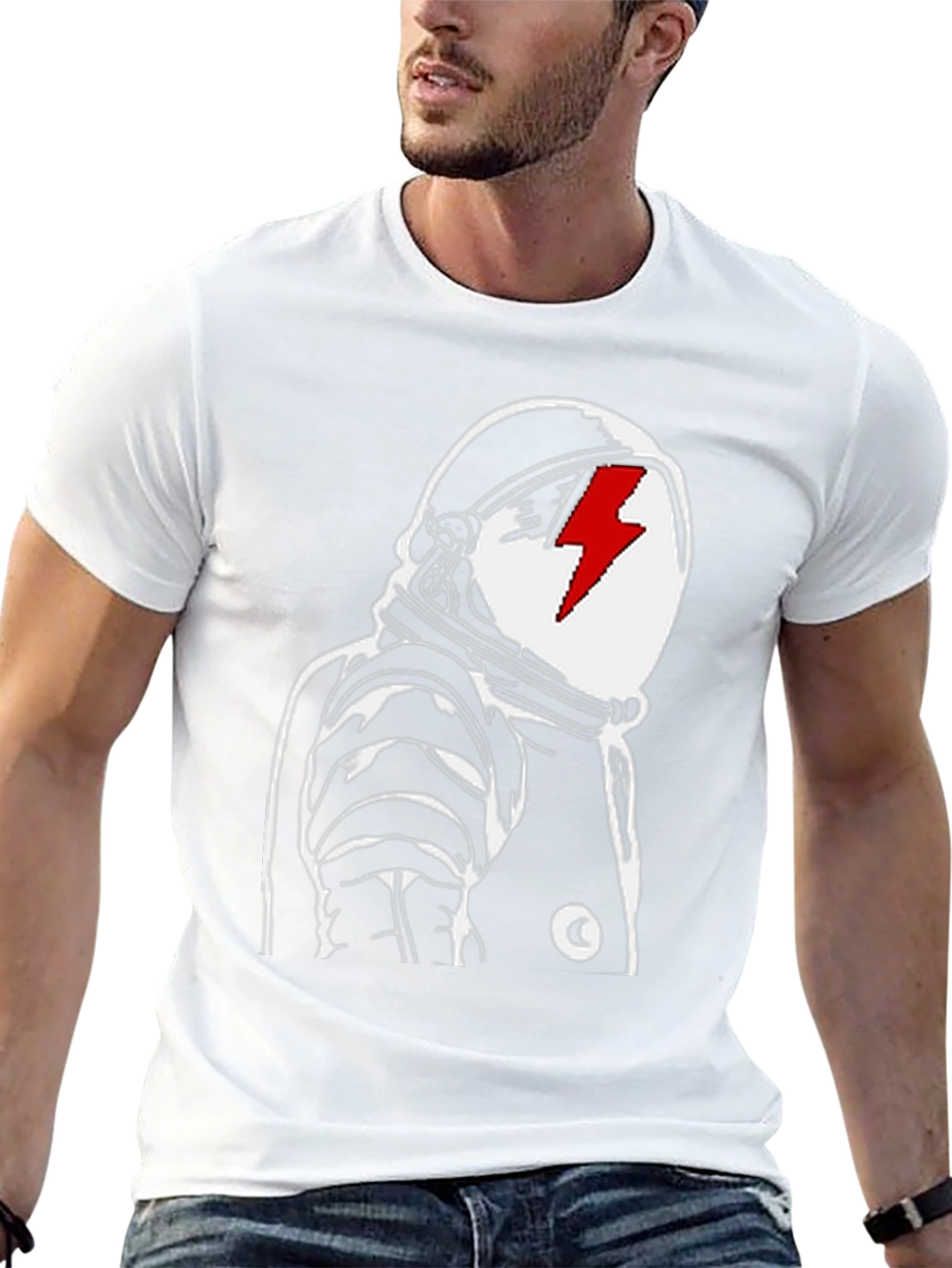 Astronaut Bolt Graphic Tee - Black Cotton