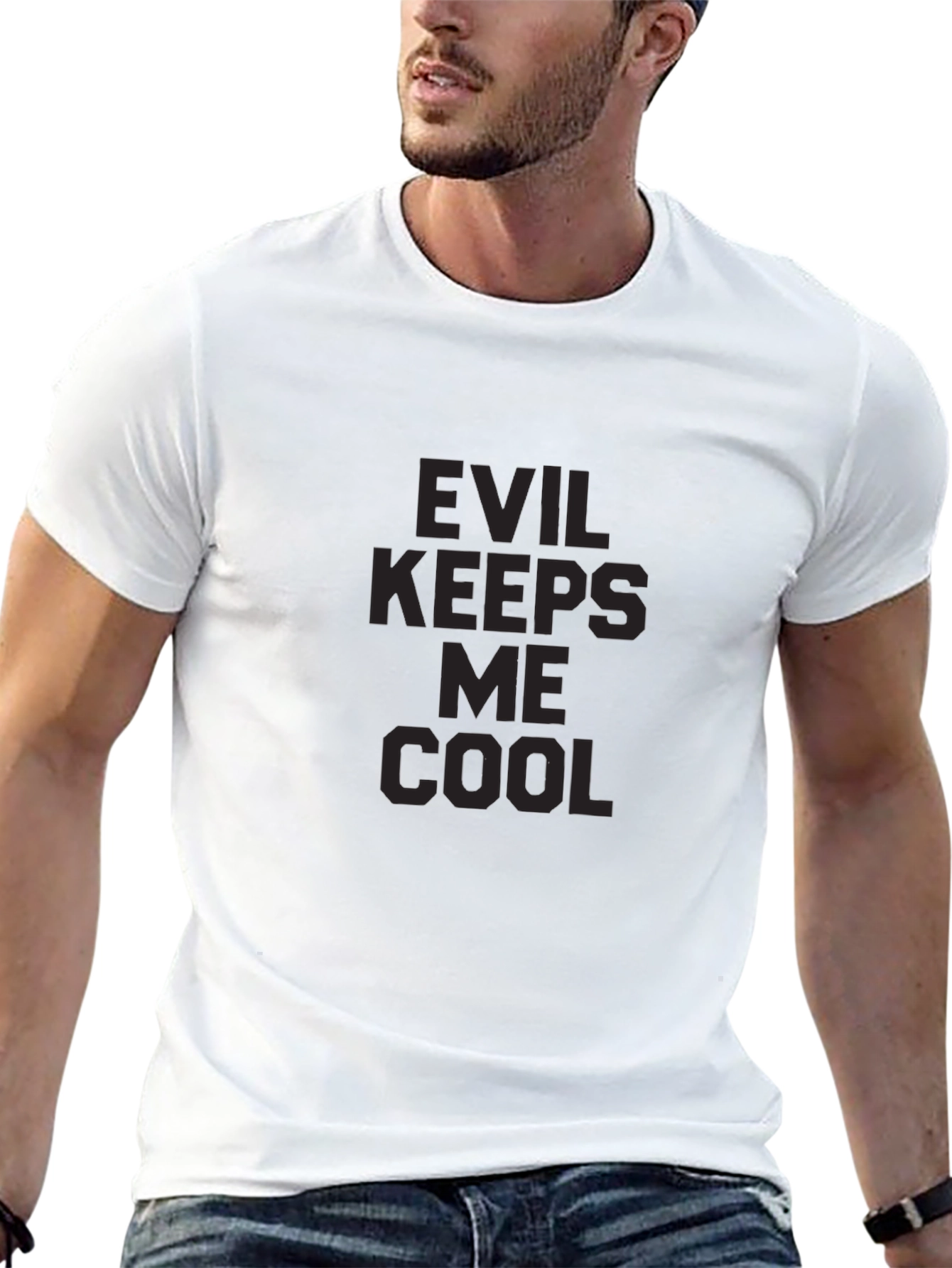 Evil Keeps Me Cool Graphic Tee - Black