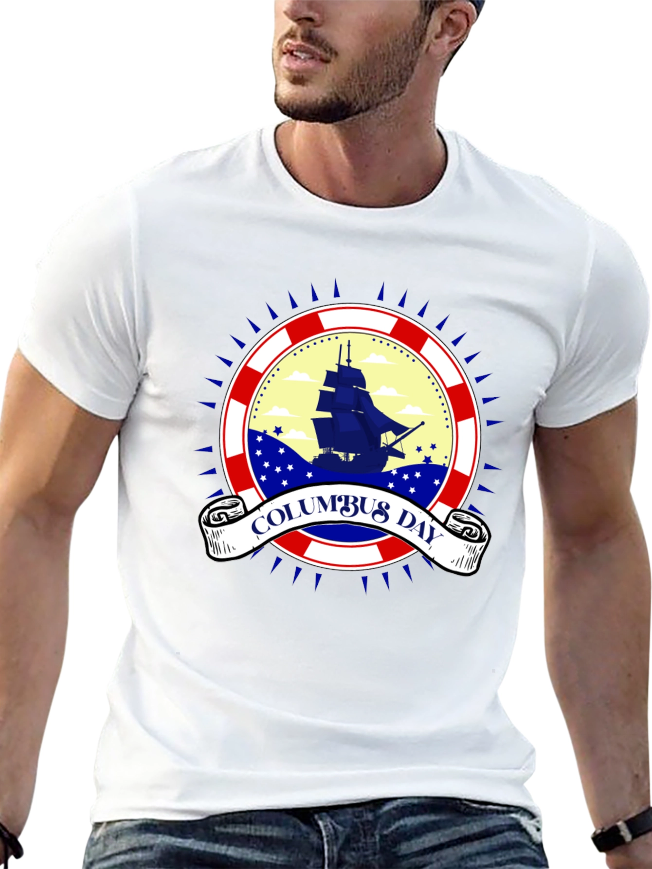 Columbus Day Ship T-Shirt - Patriotic Holiday Tee