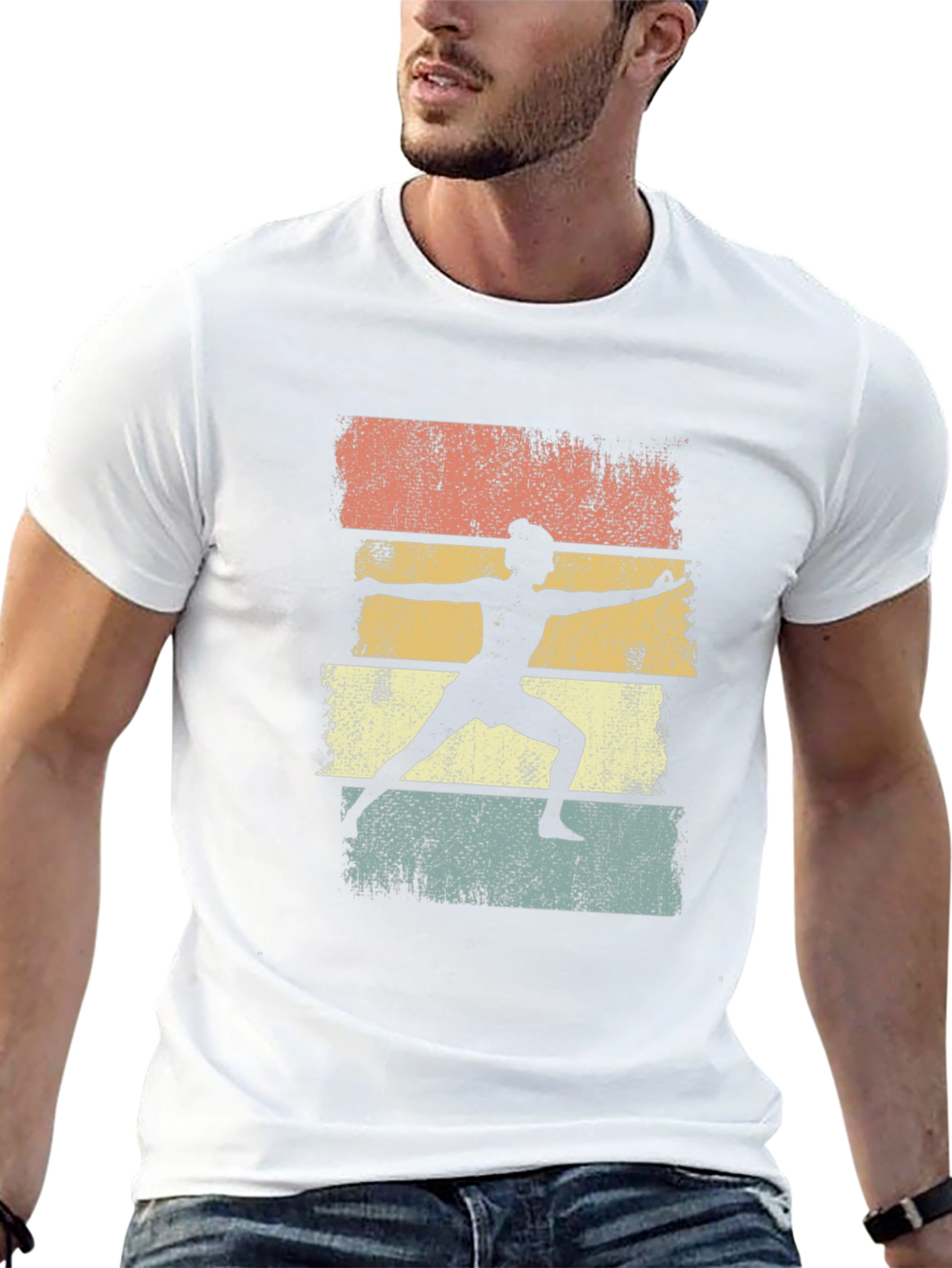 Yoga Pose Silhouette Graphic Tee - Retro Style