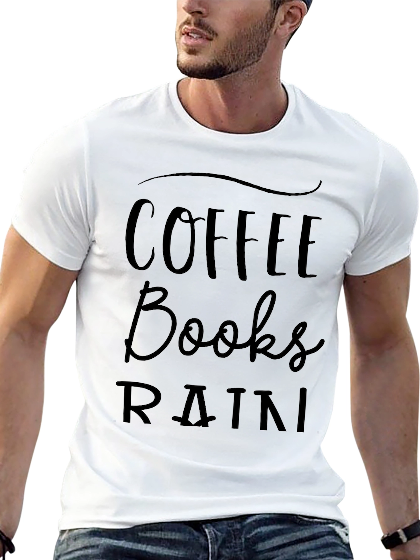 Coffee Books Rain T-Shirt - Black Unisex