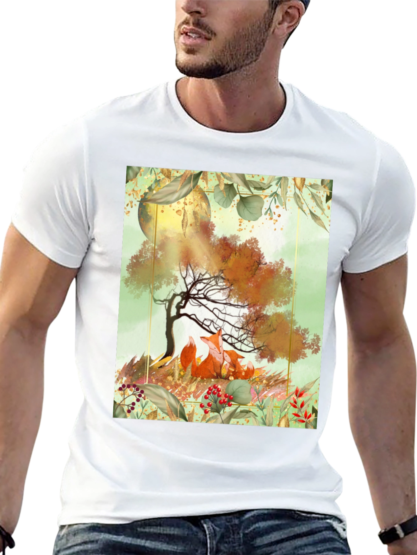Fox & Tree Graphic T-Shirt - Nature Inspired Tee