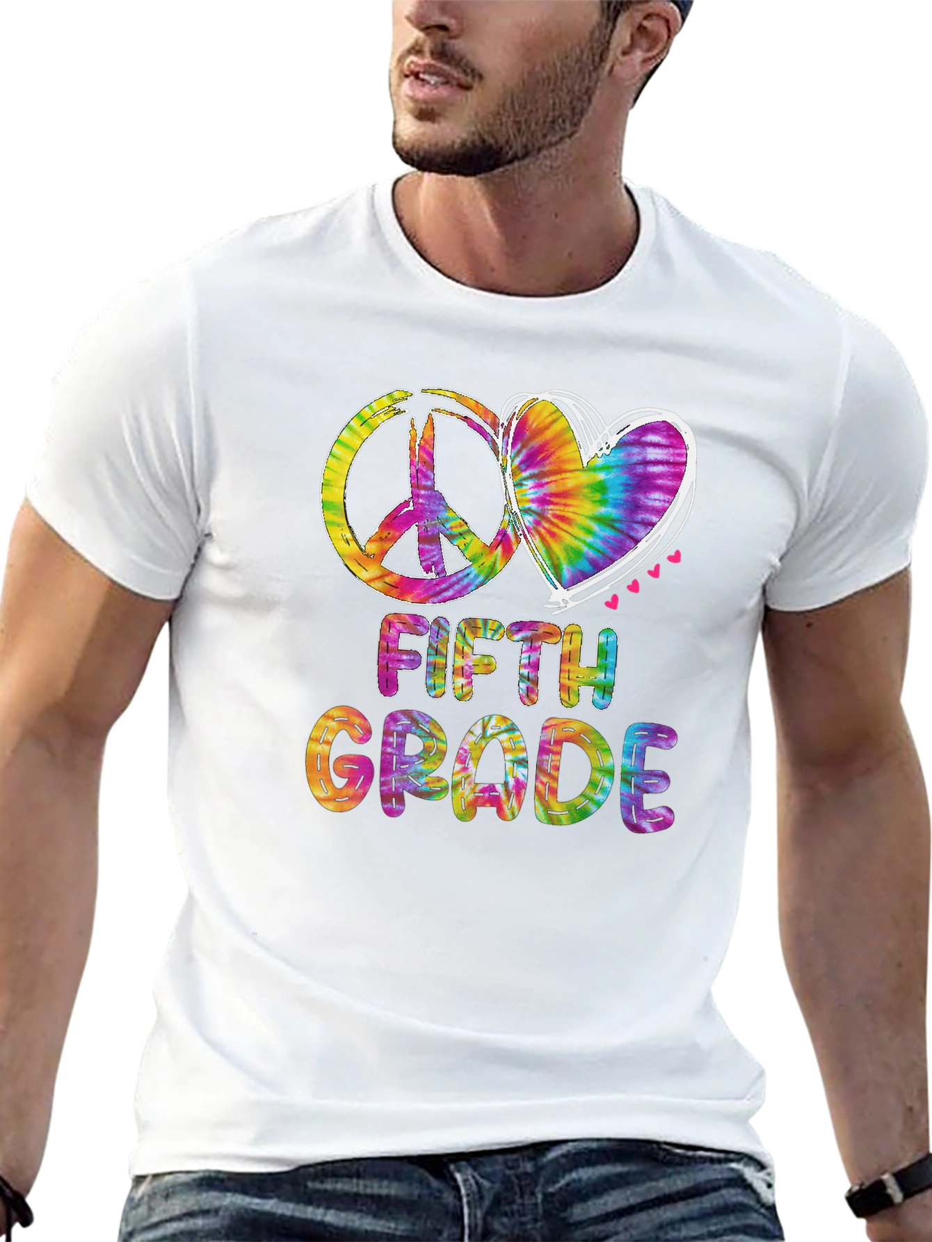 Tie Dye Peace & Love Fifth Grade T-Shirt