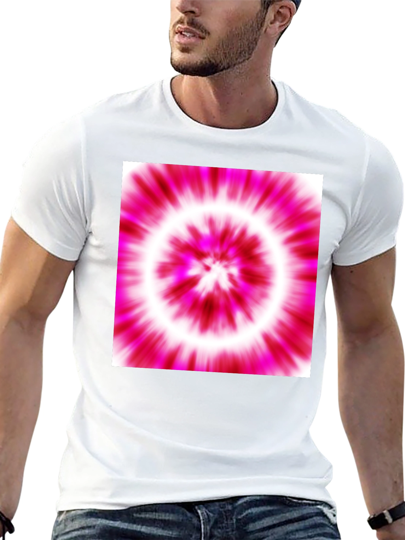 Pink Tie-Dye Graphic Black T-Shirt