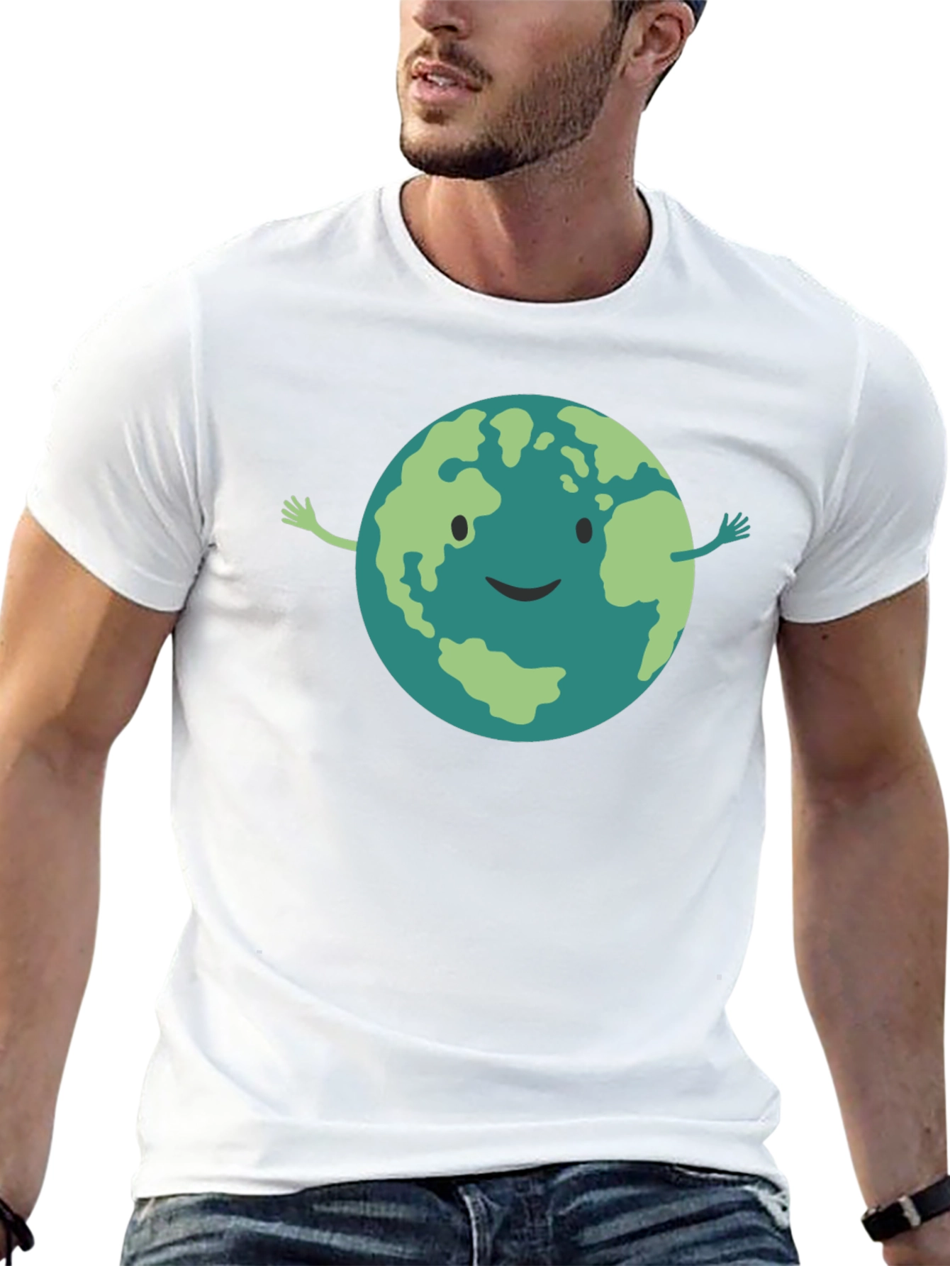 Smiling Earth Graphic Black T-Shirt