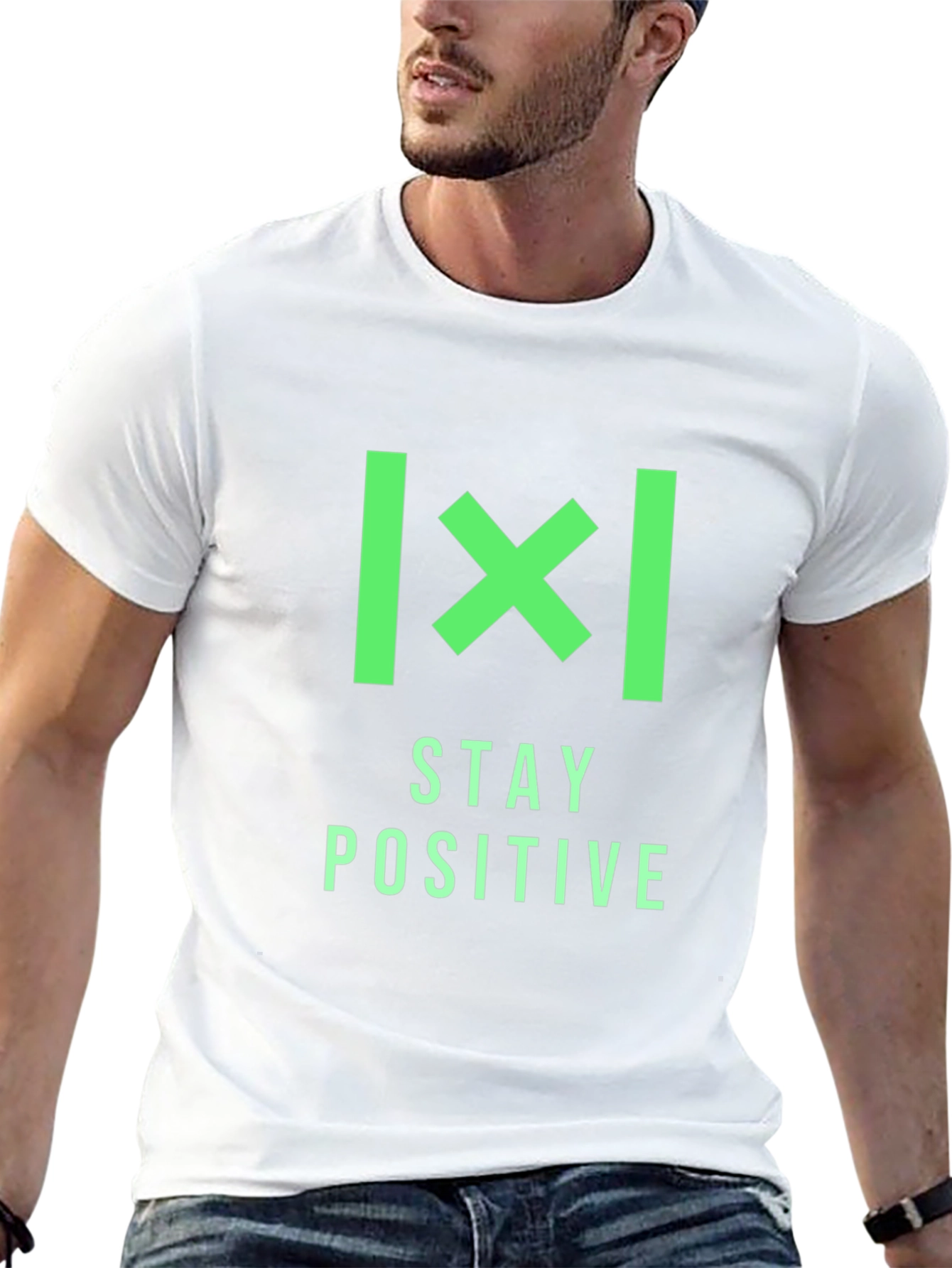 Stay Positive Graphic Print Black T-Shirt