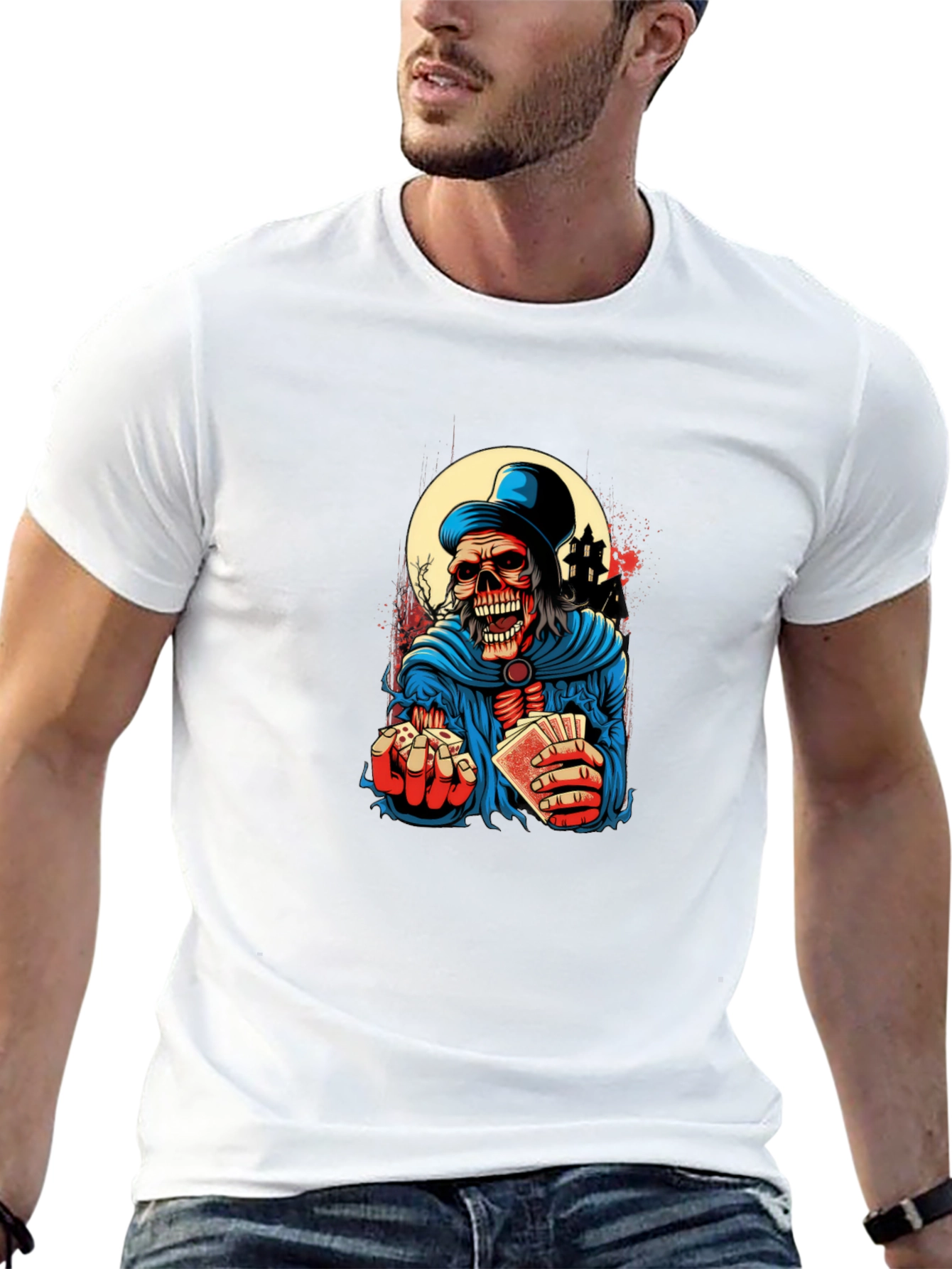 Skeleton Gambler Graphic Tee