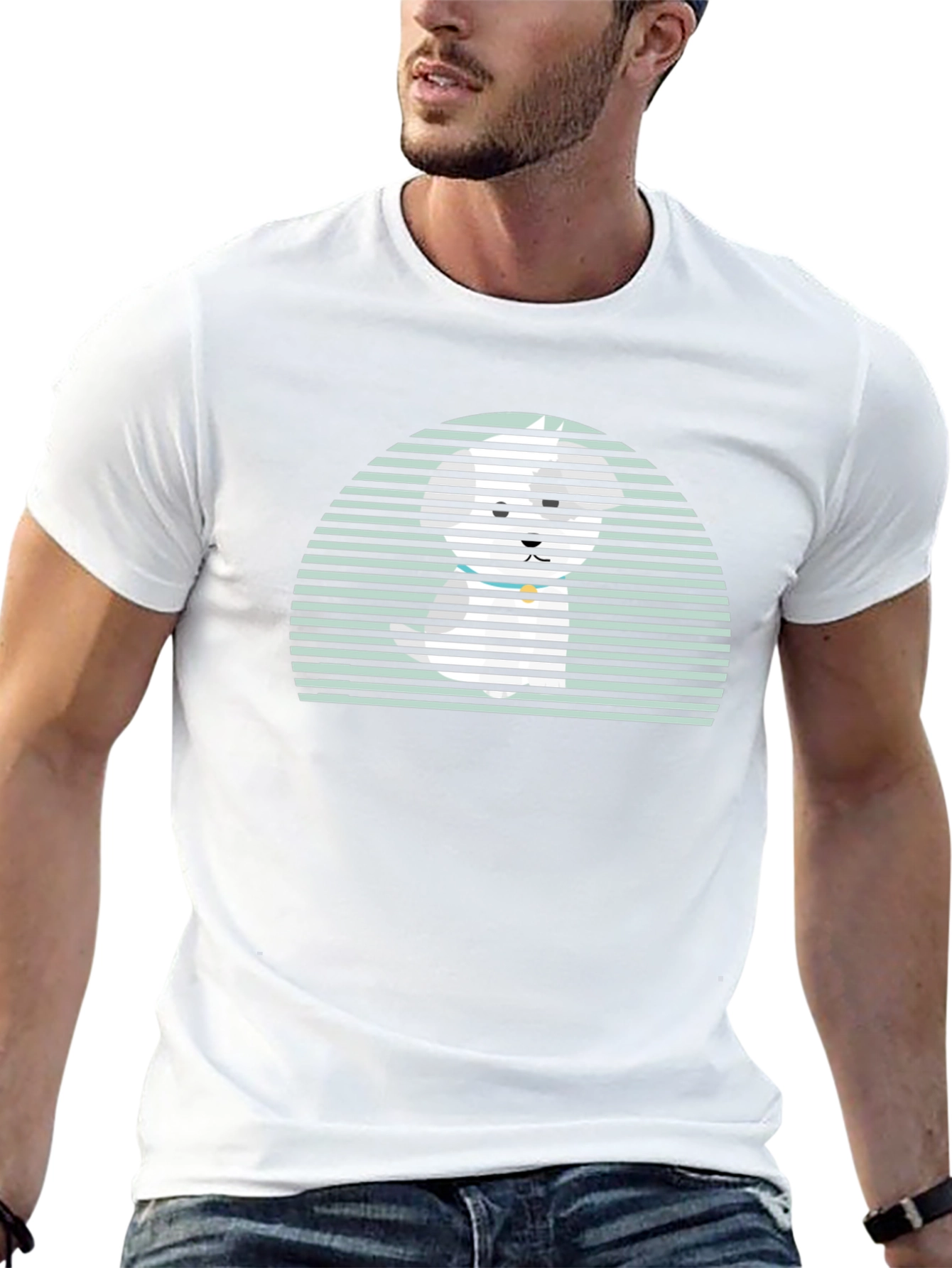 Retro Striped Dog T-Shirt