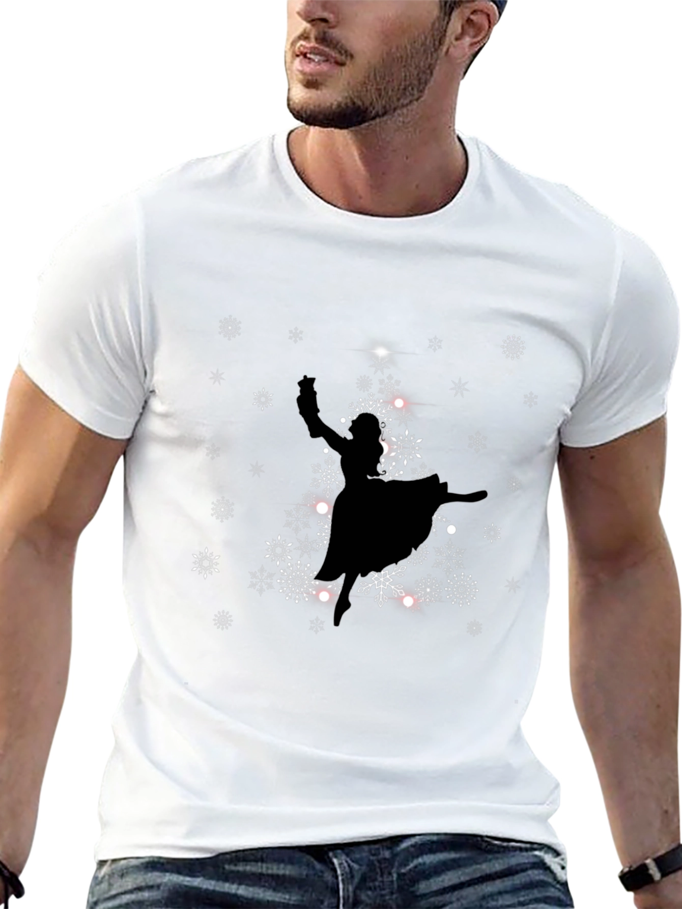 Christmas Tree Ballerina Black Graphic Tee