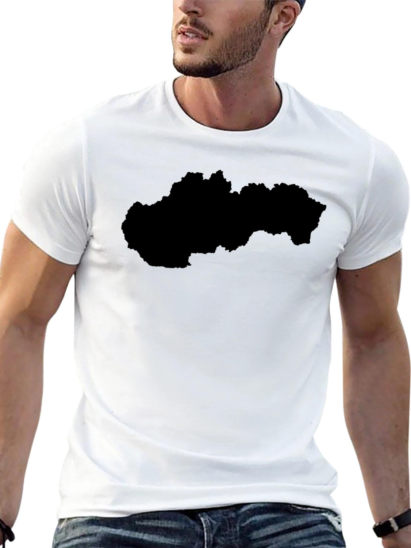 Slovakia Outline Black T-Shirt - Country Pride