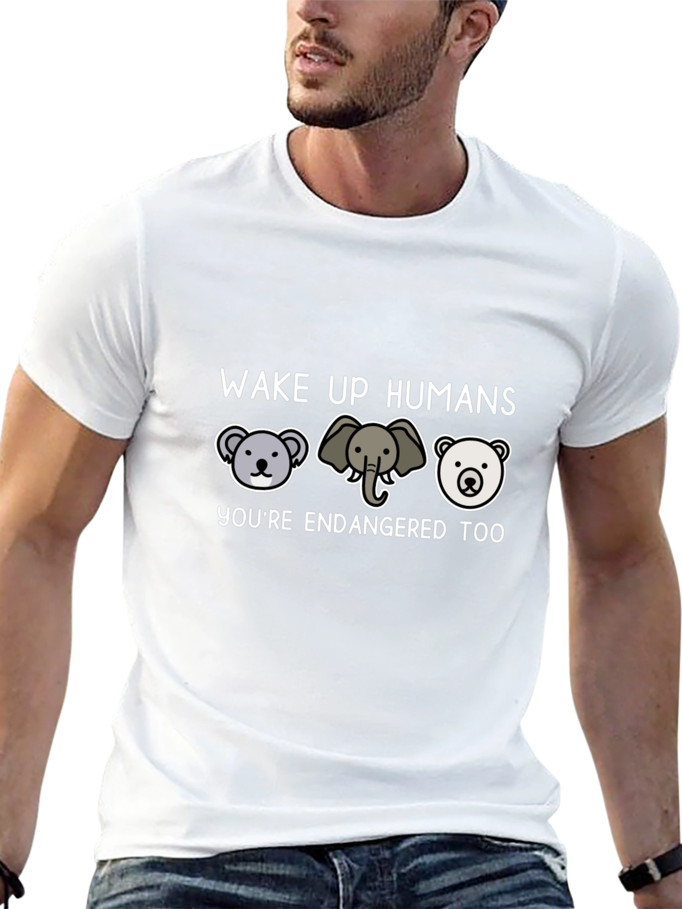 Endangered Animals Graphic Tee - Wake Up Humans T-Shirt