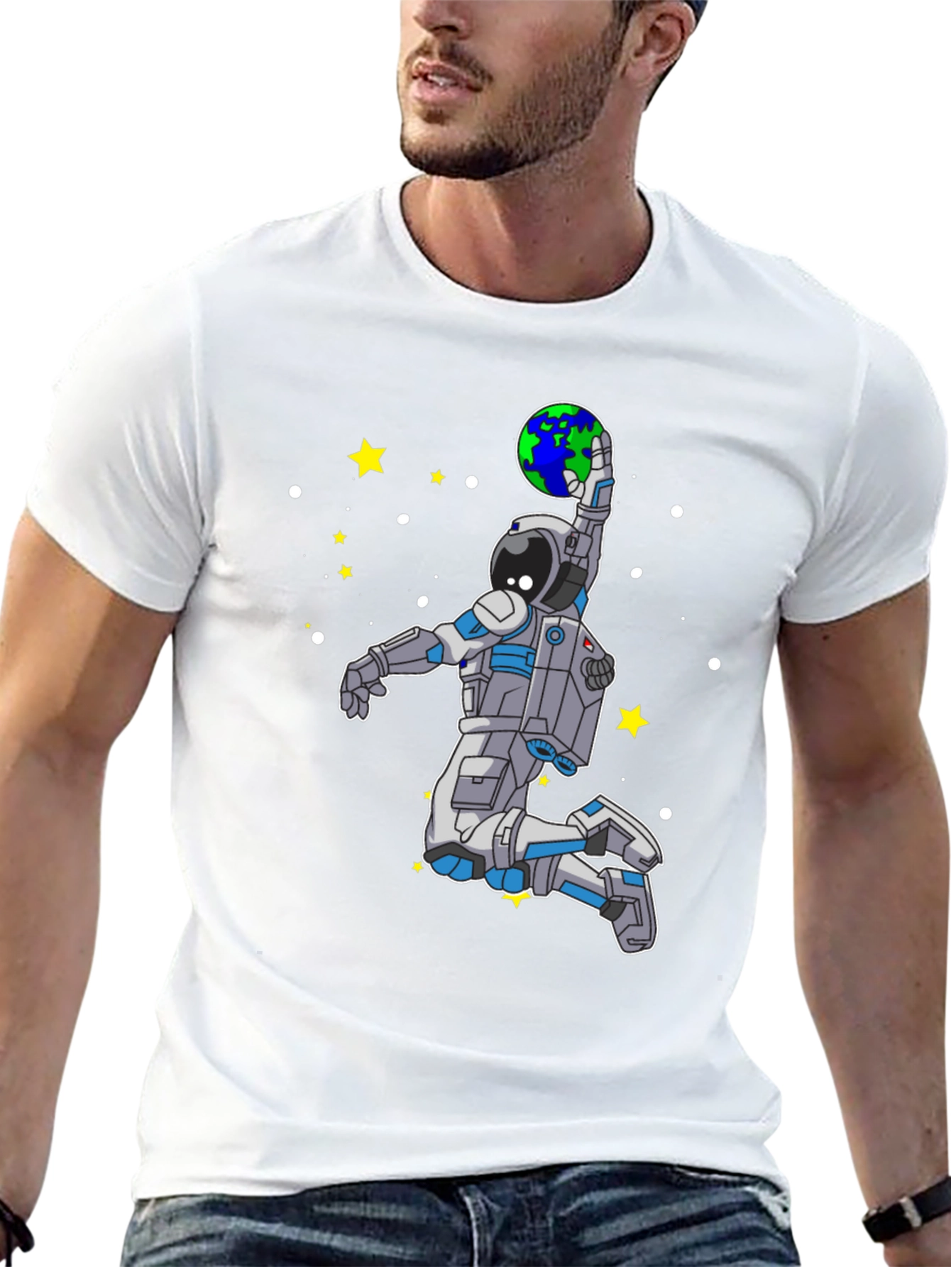 Astronaut Slam Dunking Earth T-Shirt