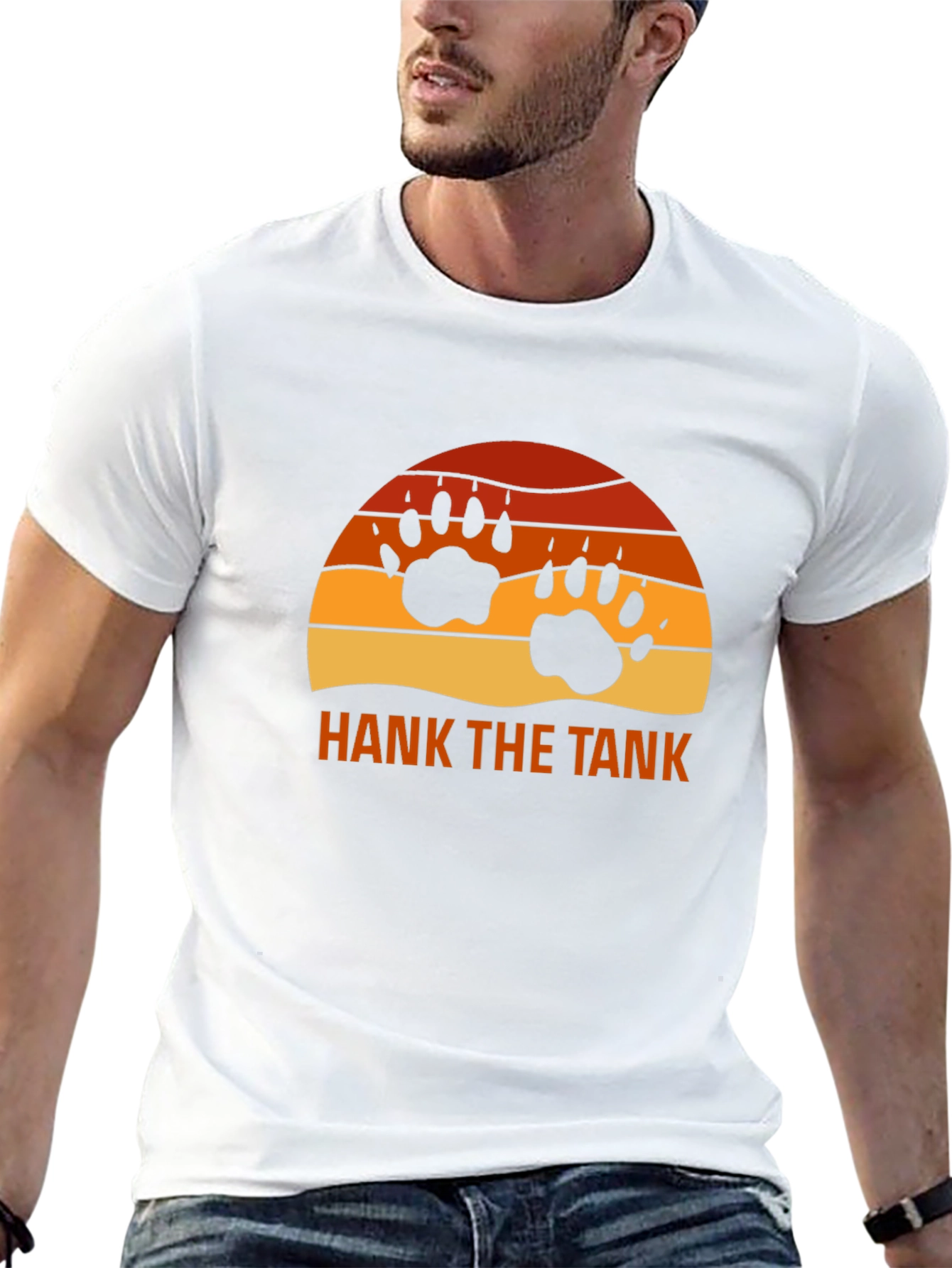 Hank The Tank Bear Paw Sunset Graphic Tee