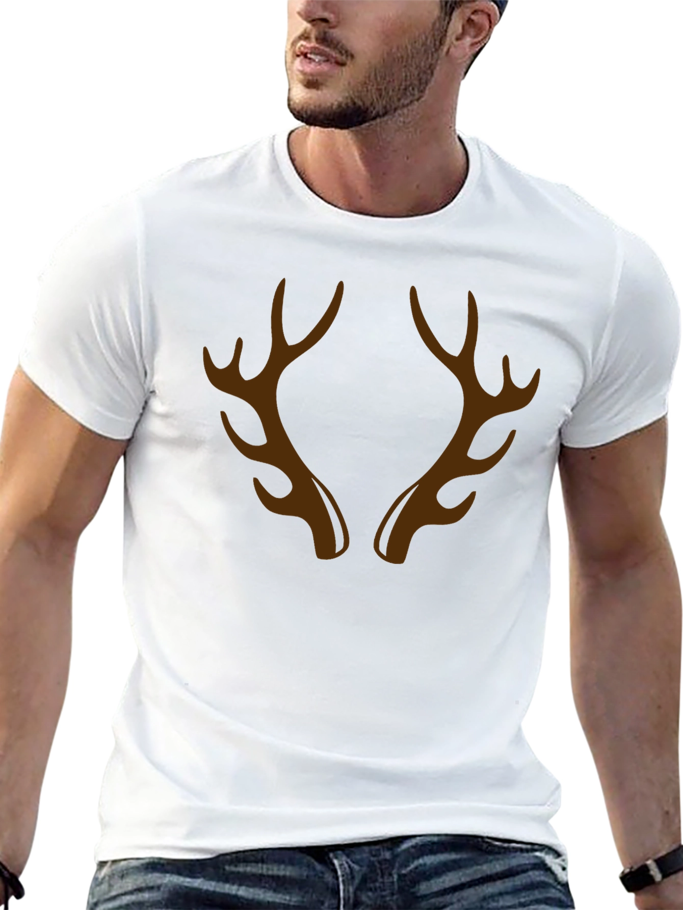 Antler Graphic Tee - Black Casual Crew Neck T-Shirt