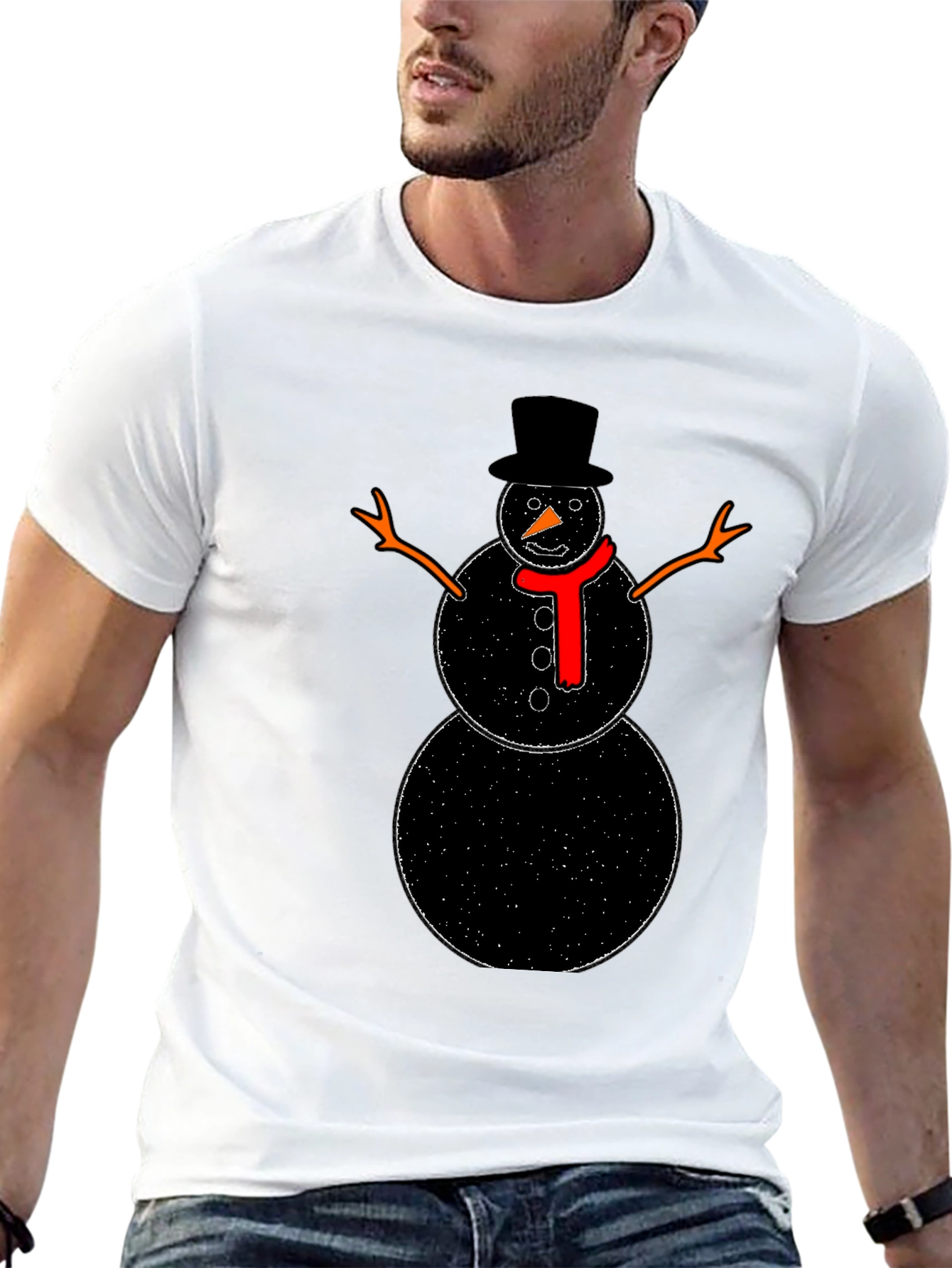 Snowman Graphic Black T-Shirt