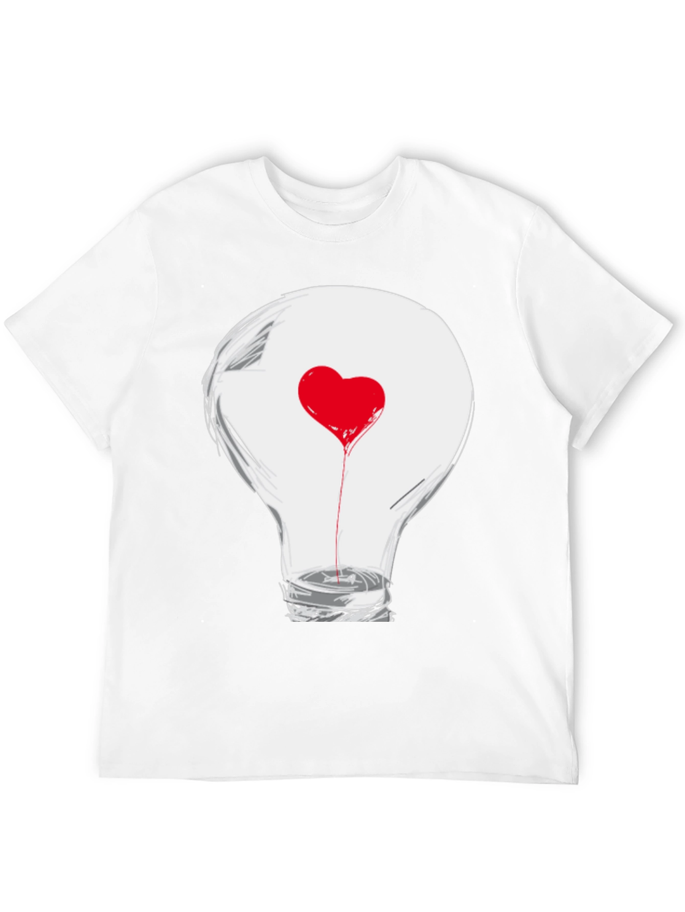 Heart Lightbulb Graphic Tee - Expressive Black T-Shirt