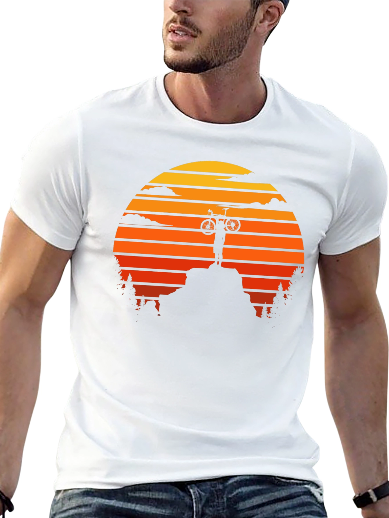 Mountain Biker Sunset Graphic Tee - Adventure Ready