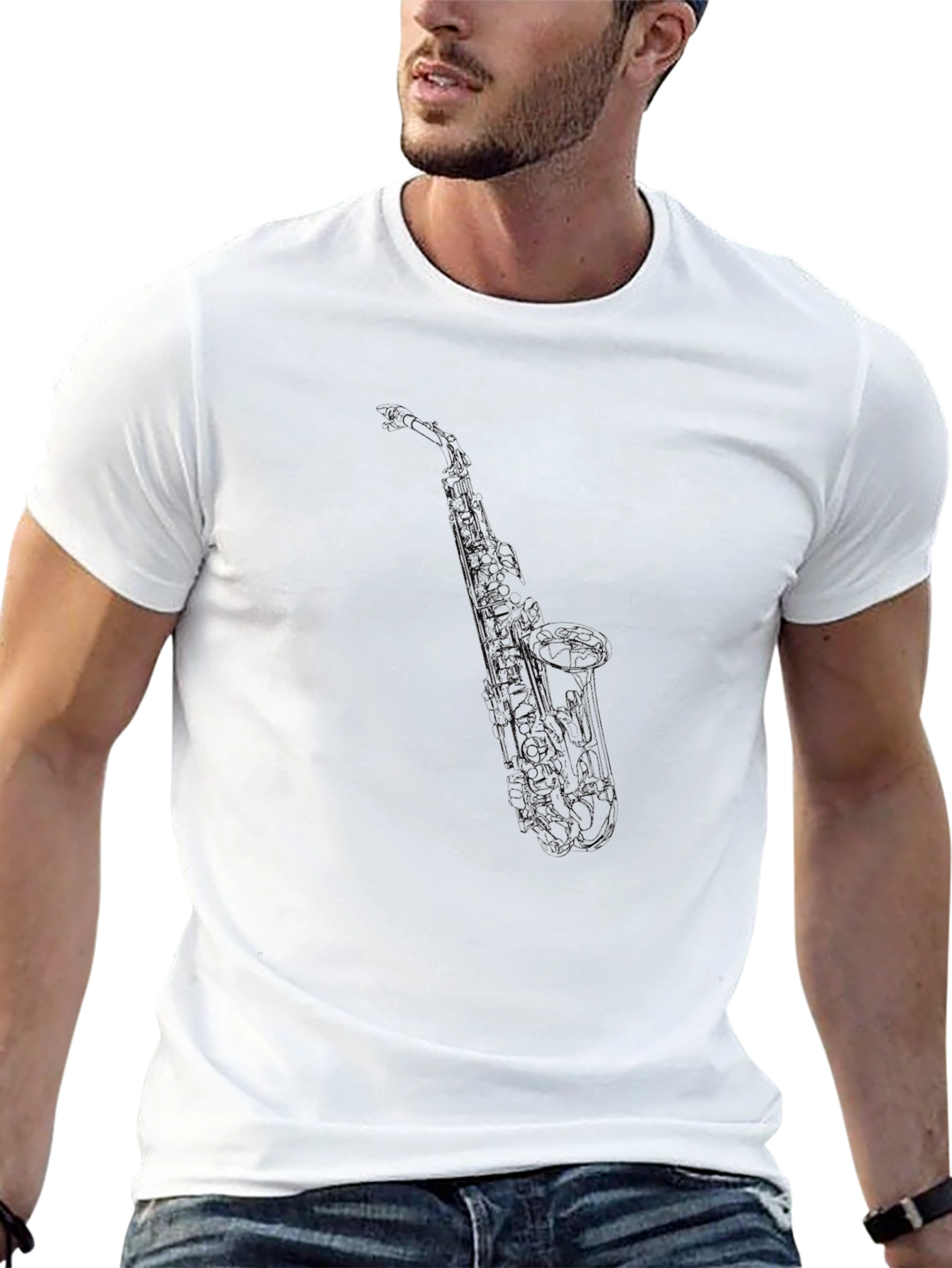 Black Saxophone Graphic Tee