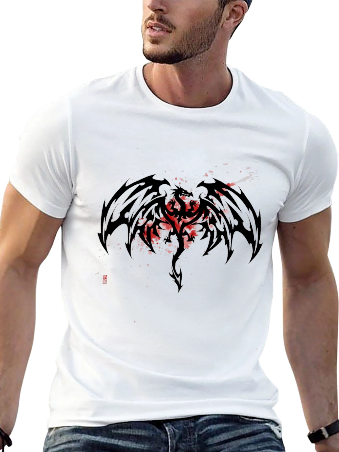 Mens Black Dragon Graphic Tee