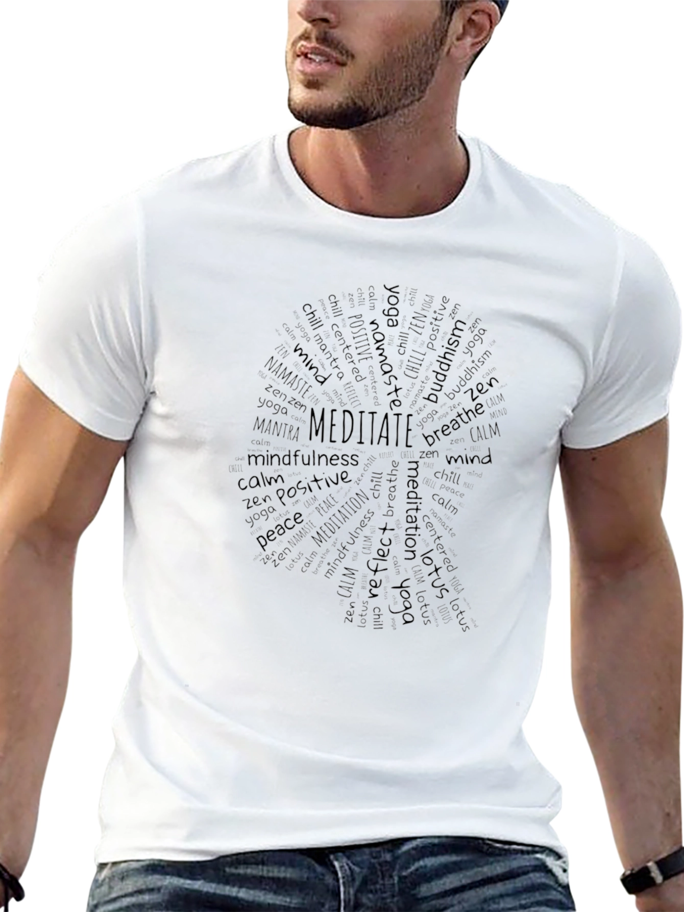 Meditate Word Art T-Shirt - Zen Yoga Tee