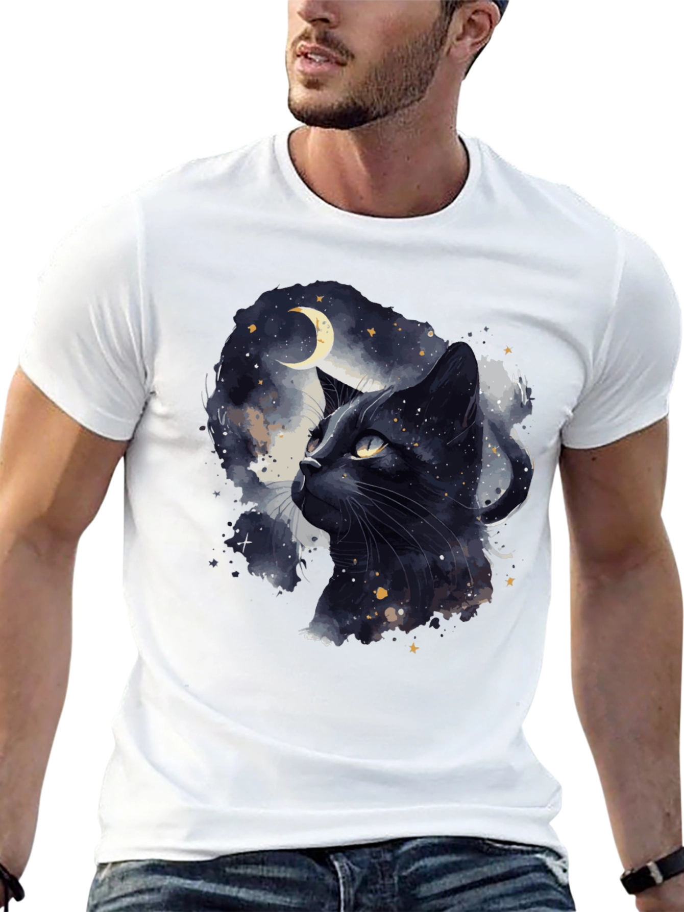 Black Cat Moon Graphic T-Shirt