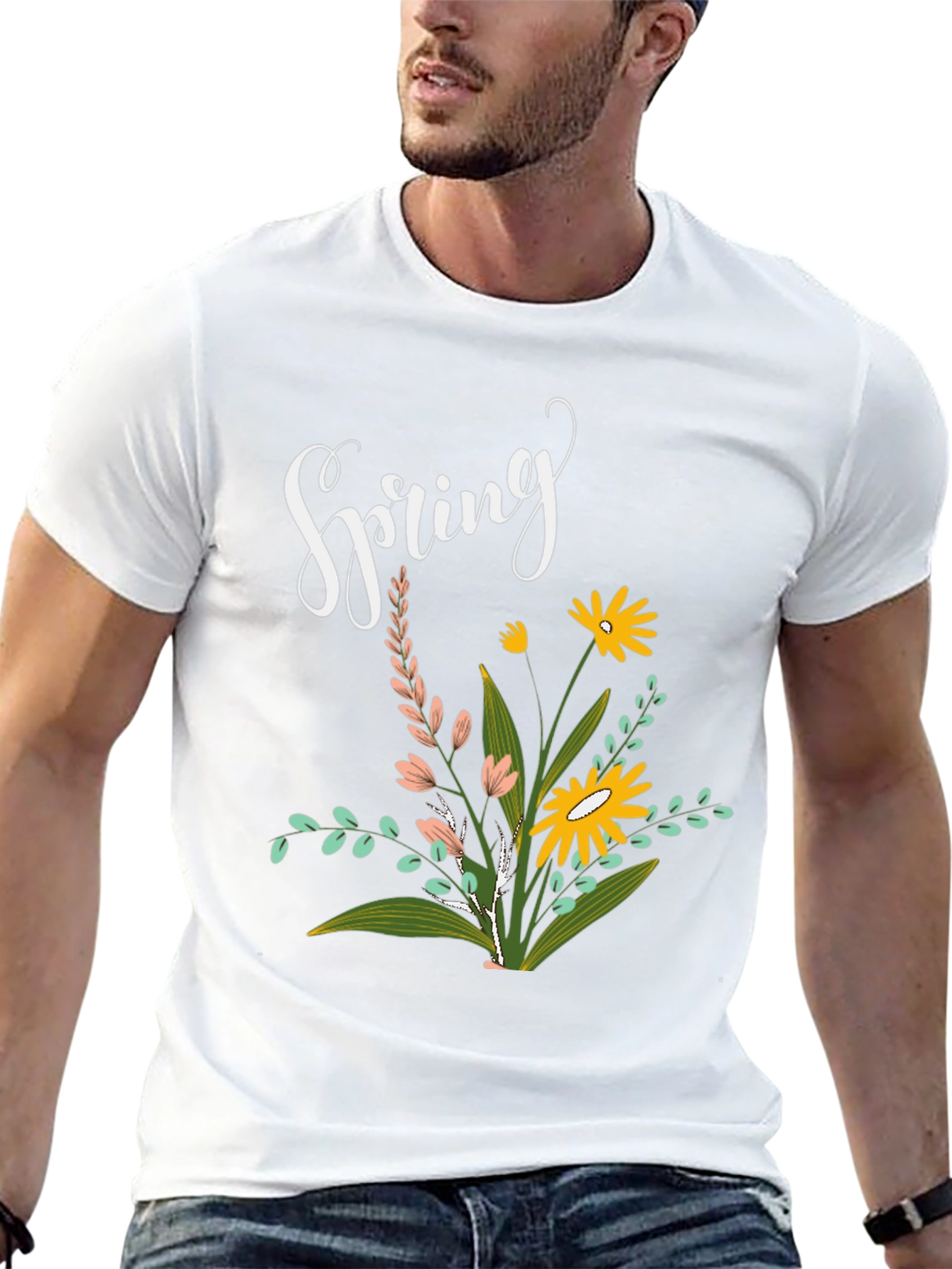 Spring Floral Black T-Shirt